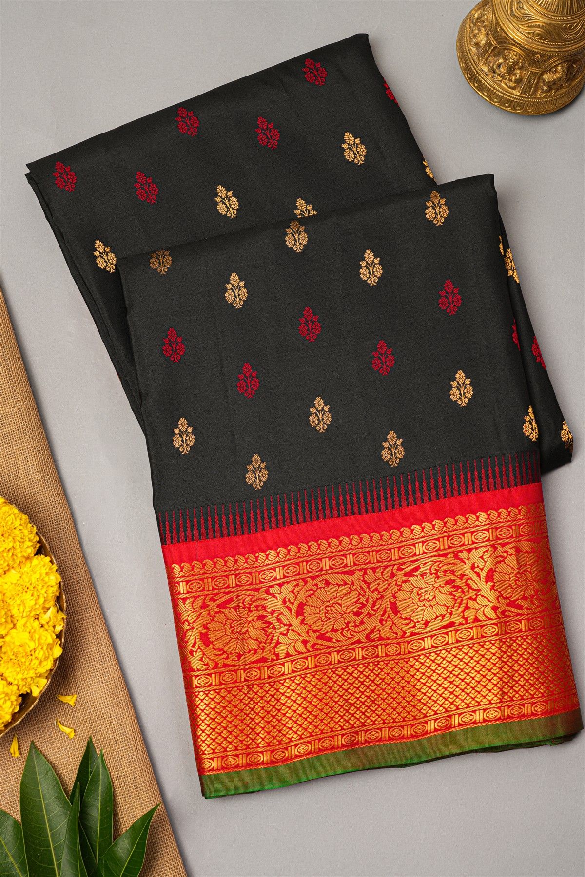 Gadwal Silk Black Saree