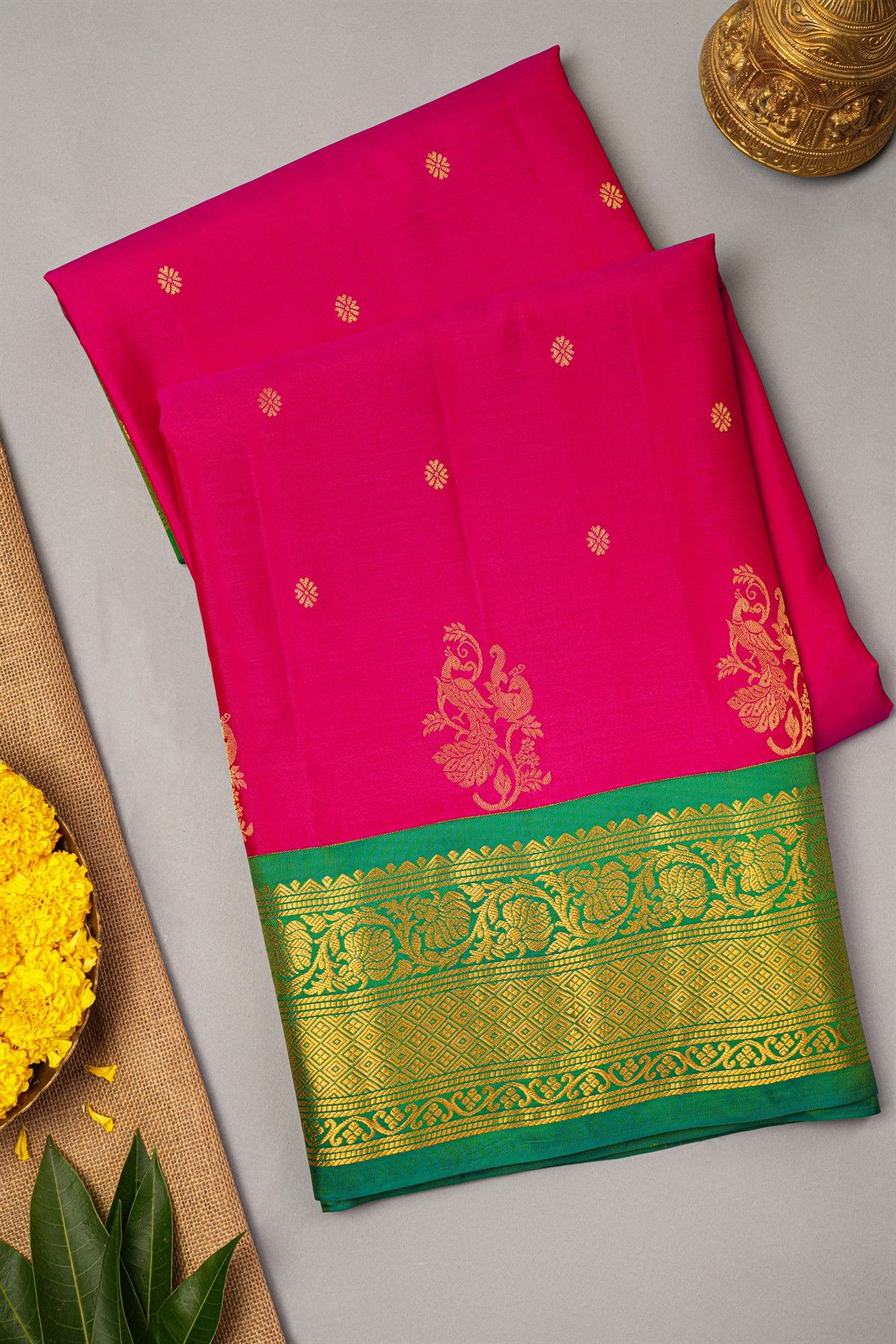 Gadwal Silk Rani Pink Saree