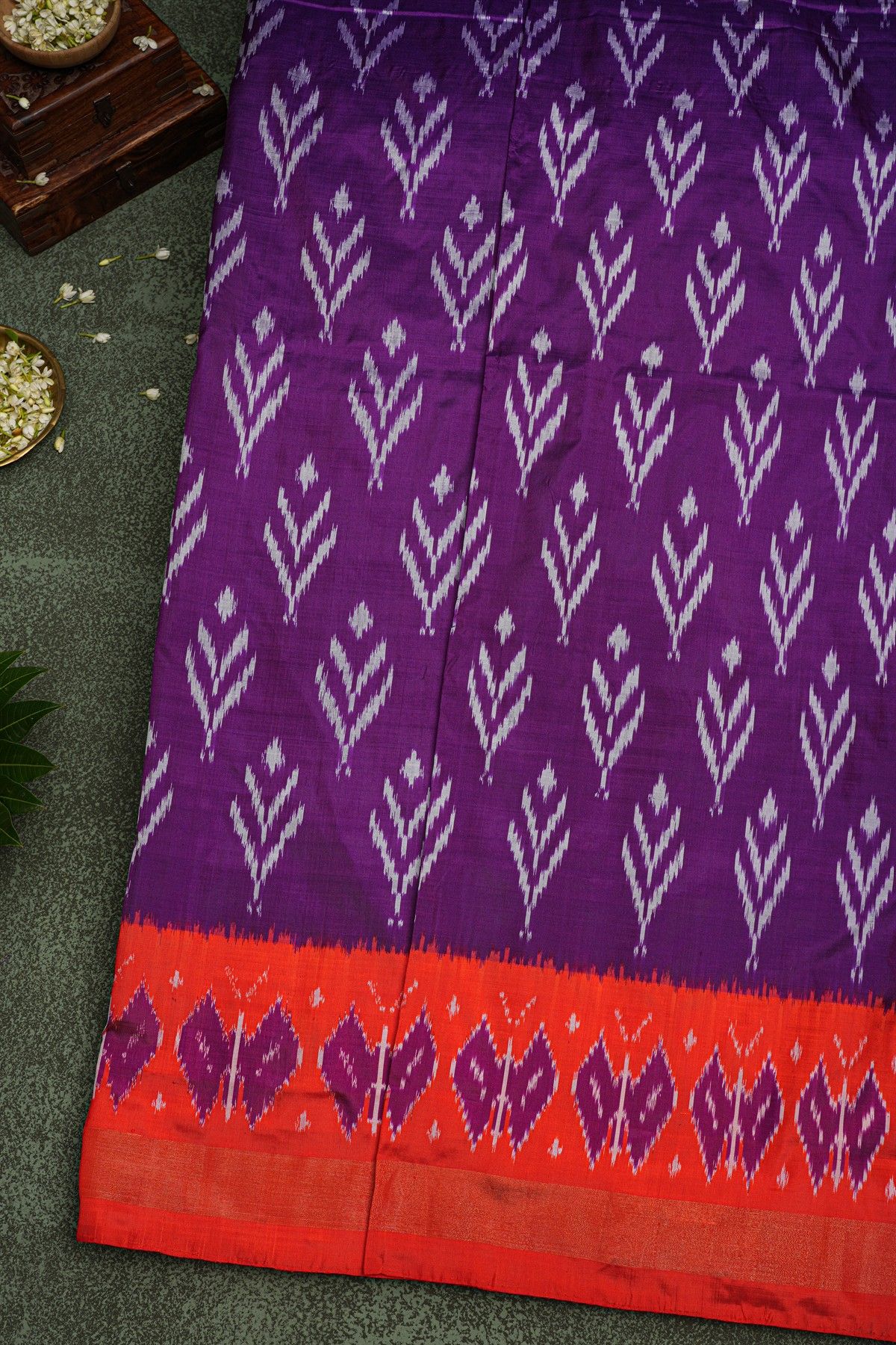 Ikat Silk Violet Saree