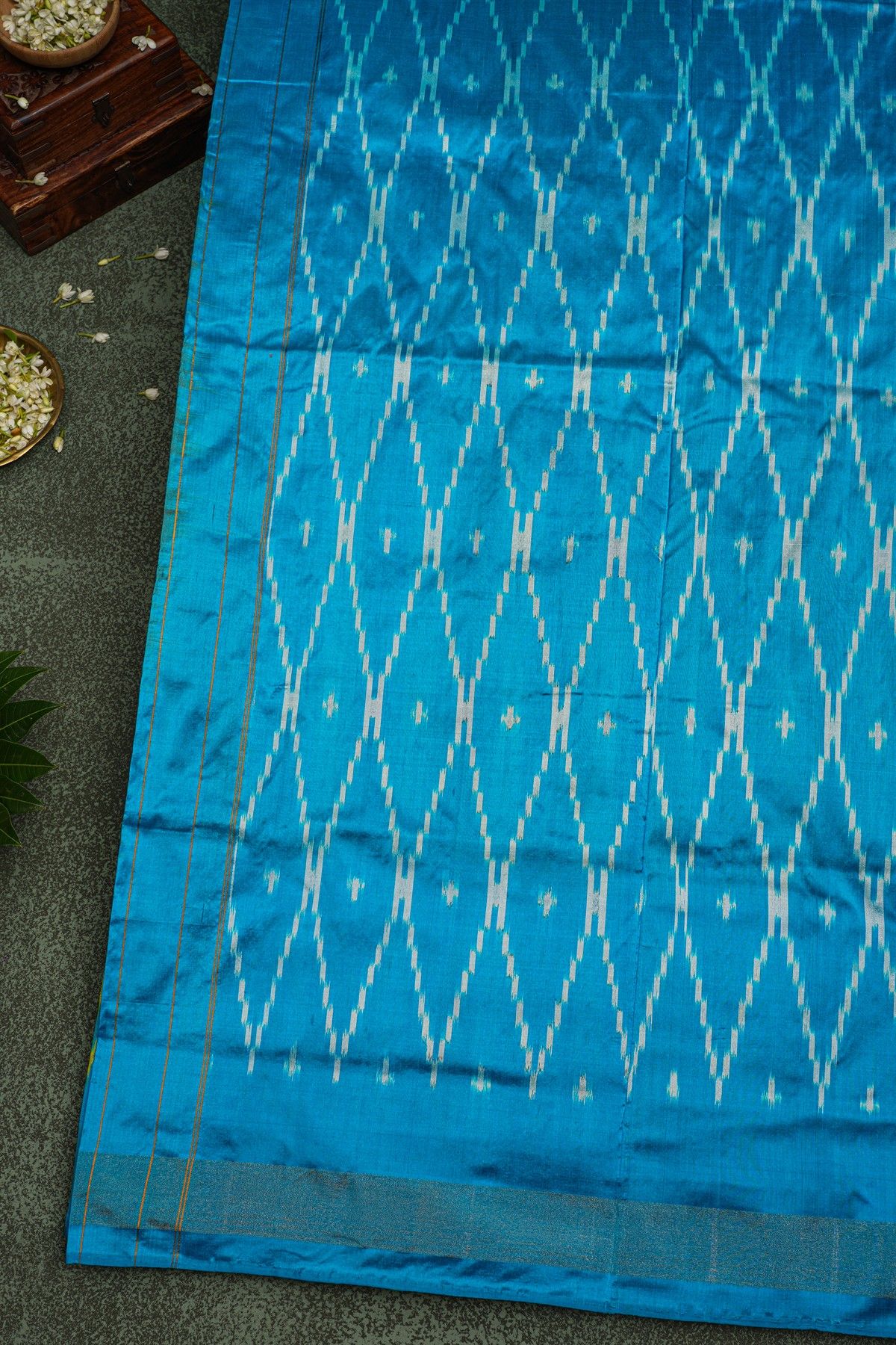 Ikat Silk Yellow Saree