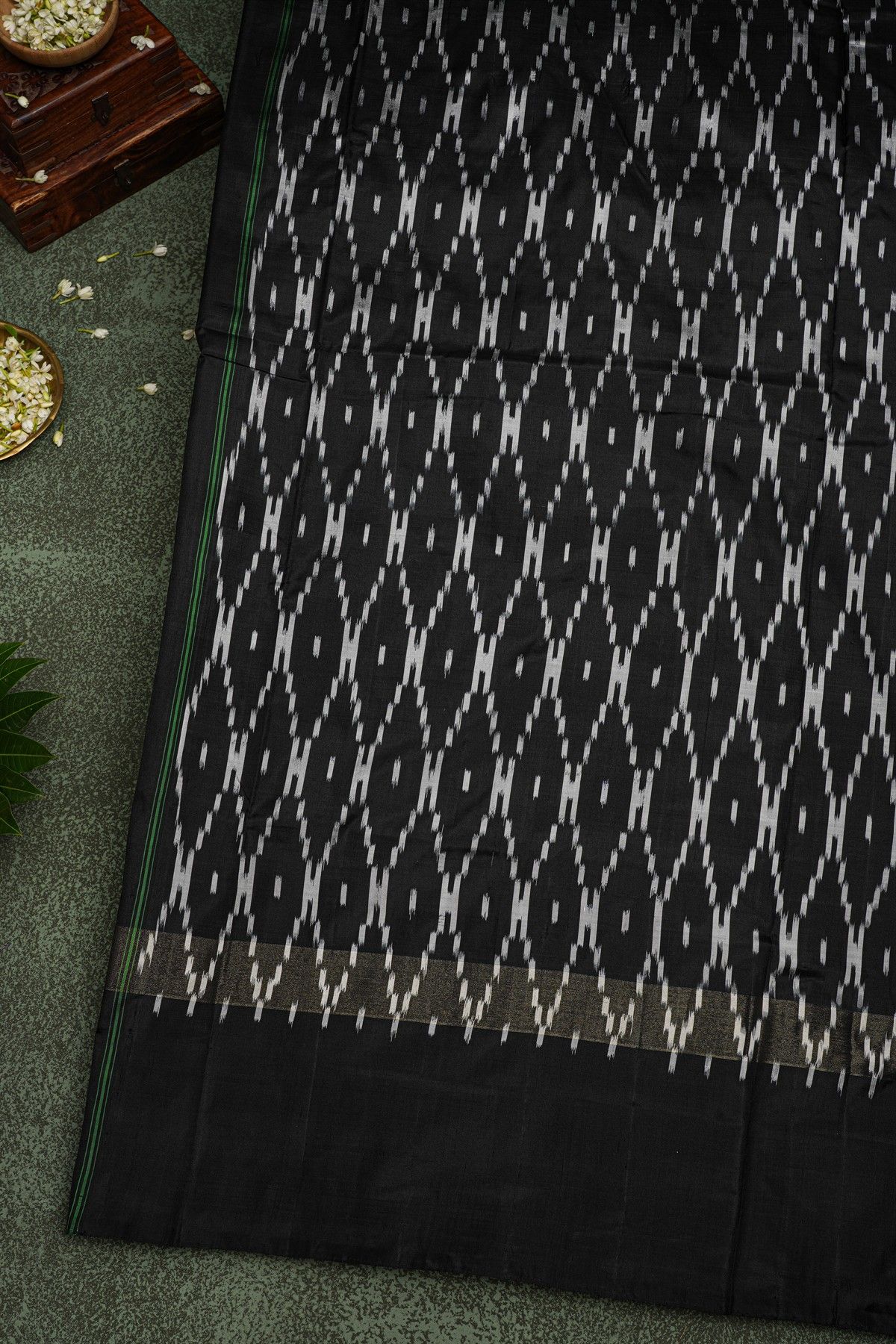 Ikat Silk Grey Saree