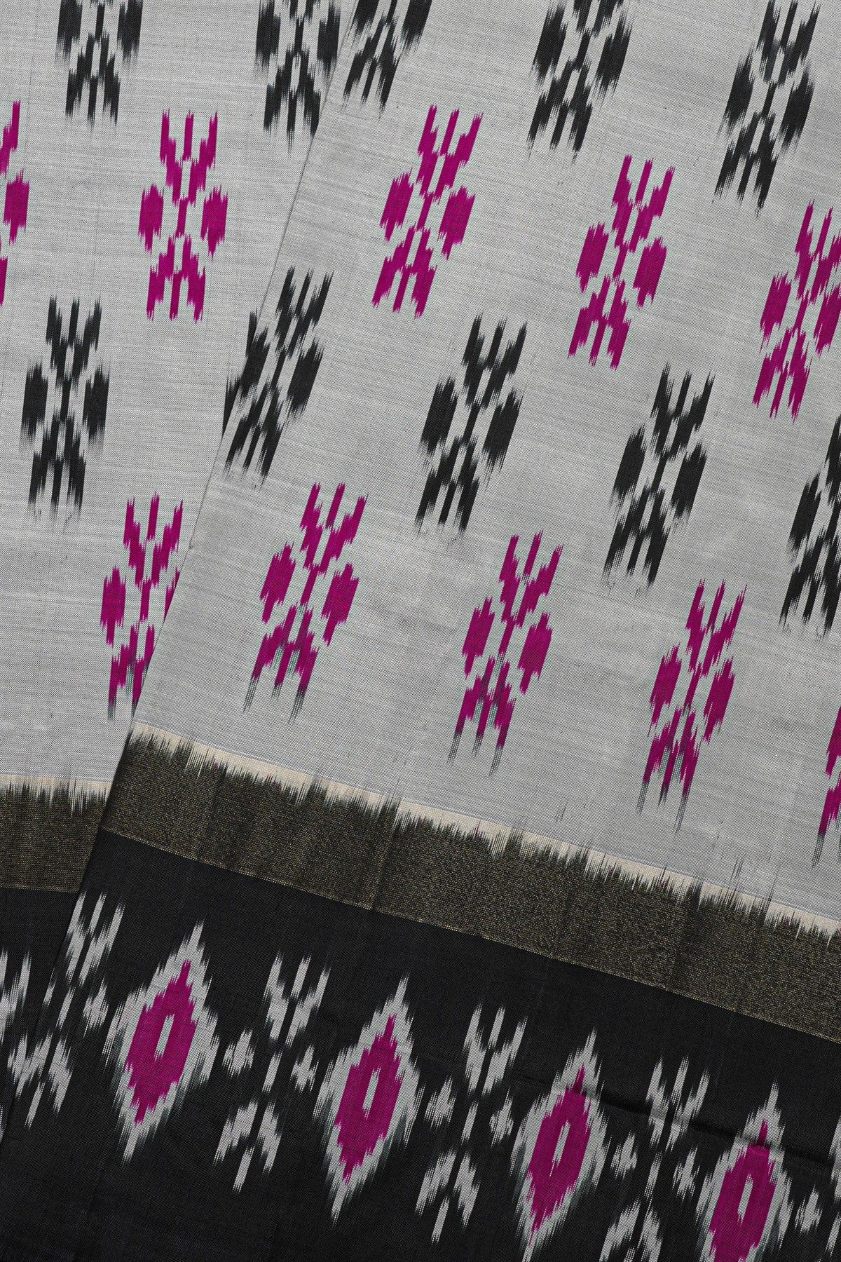 Ikat Silk Grey Saree