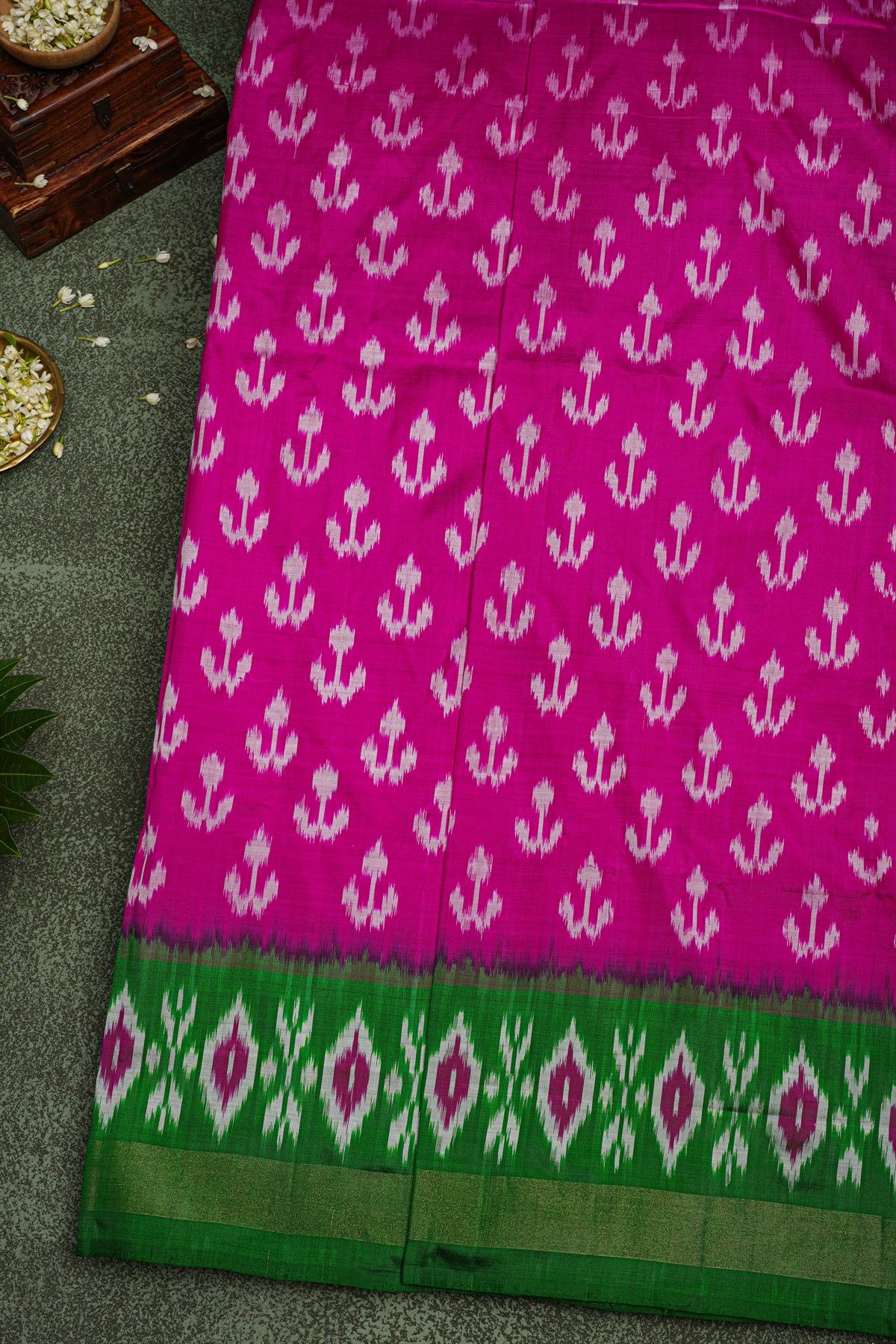 Ikat Silk Magenta Saree