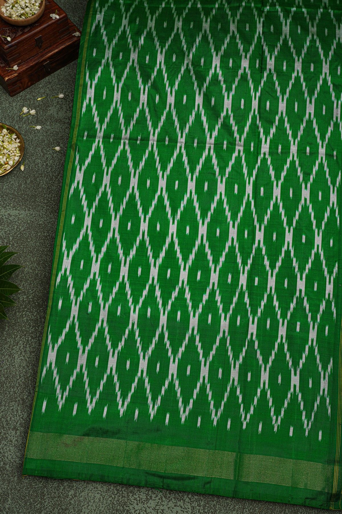 Ikat Silk Magenta Saree