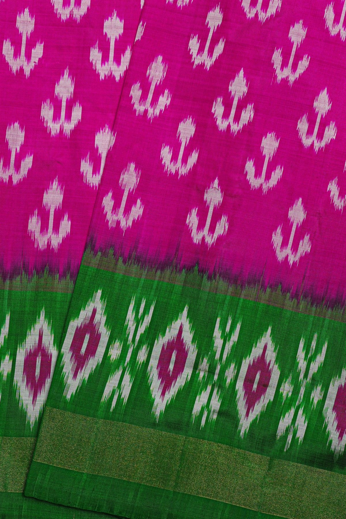 Ikat Silk Magenta Saree
