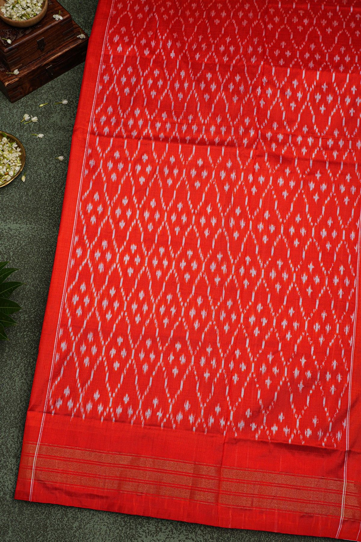 Ikat Silk Wine Saree