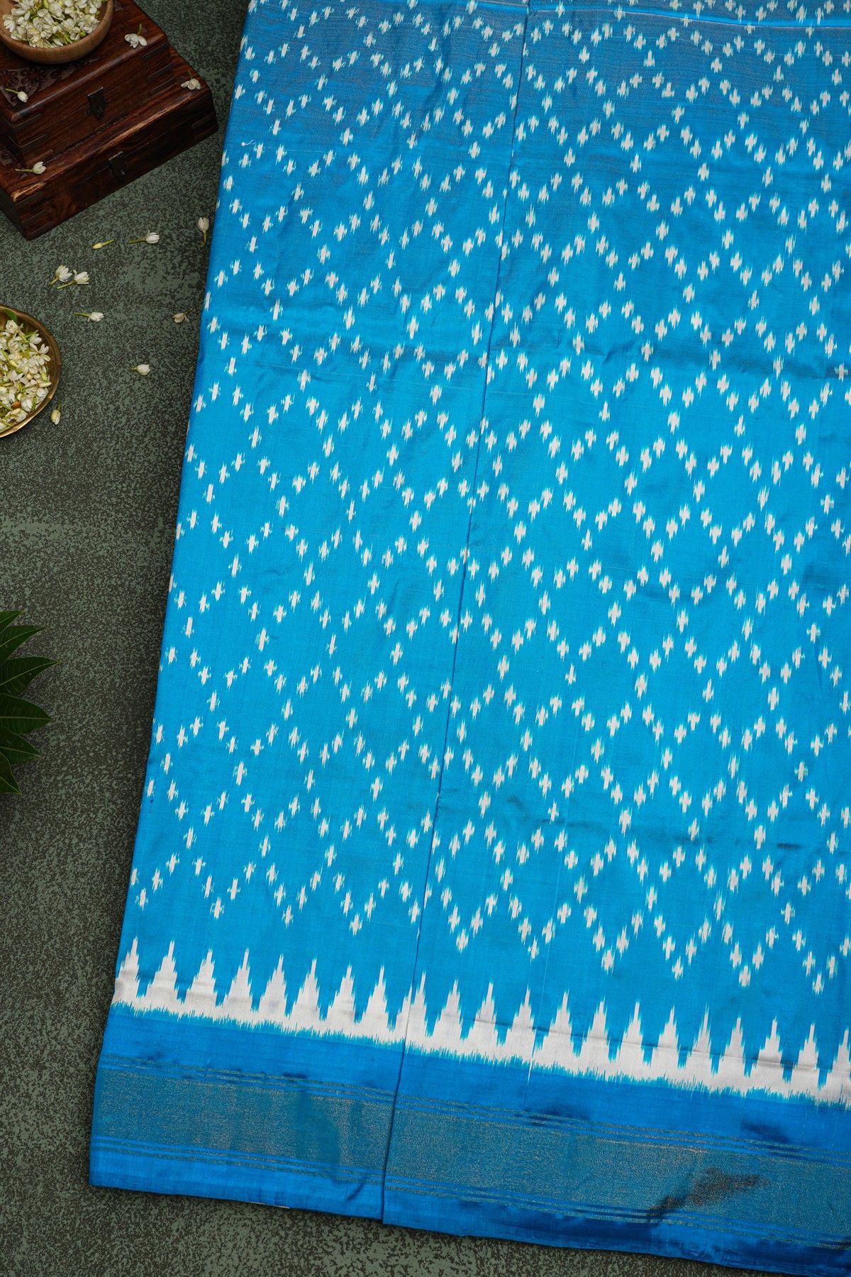 Ikat Silk Sky Blue Saree