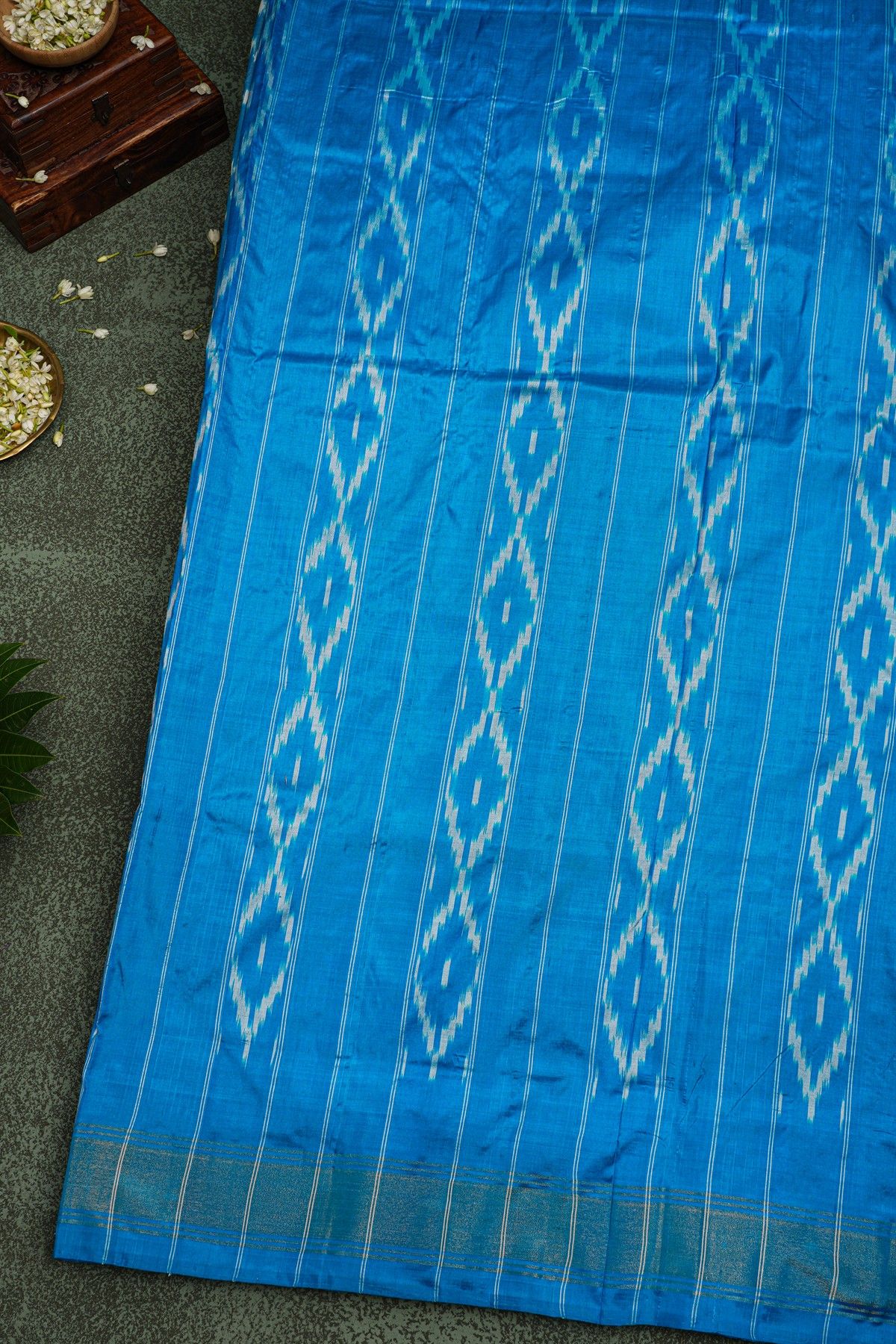 Ikat Silk Sky Blue Saree