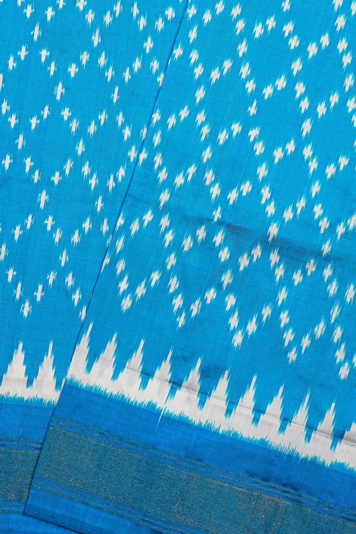 Ikat Silk Sky Blue Saree