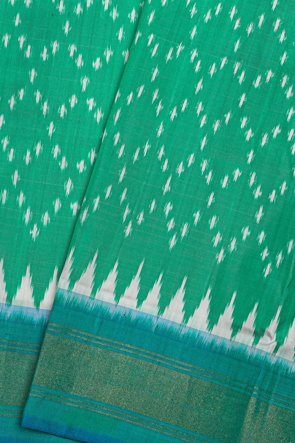Ikat Silk Sea Green Saree