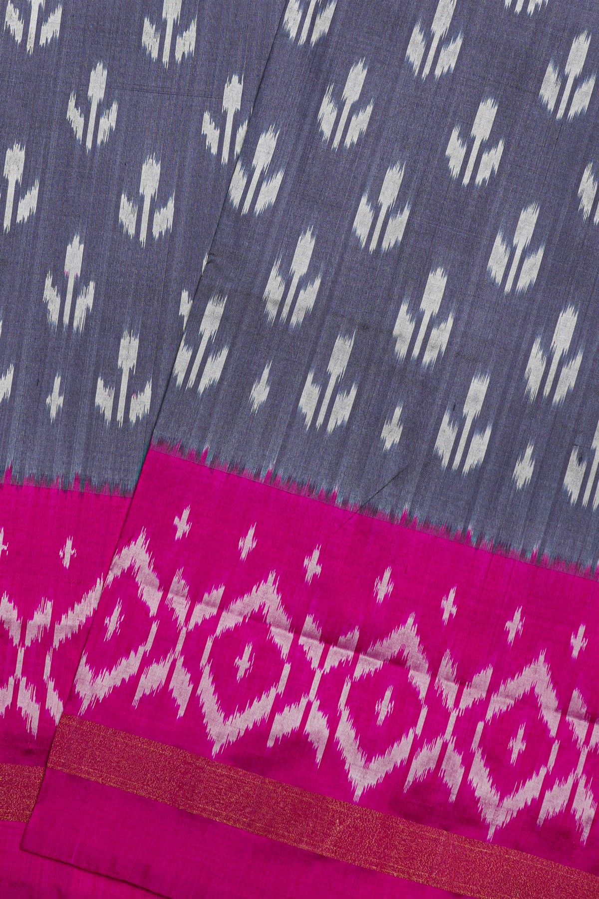 Ikat Silk Grey Saree