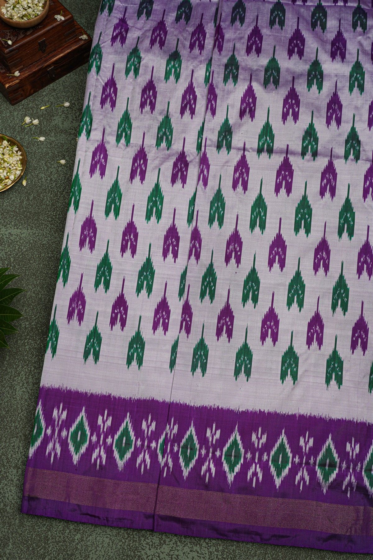 Ikat Silk Grey Saree