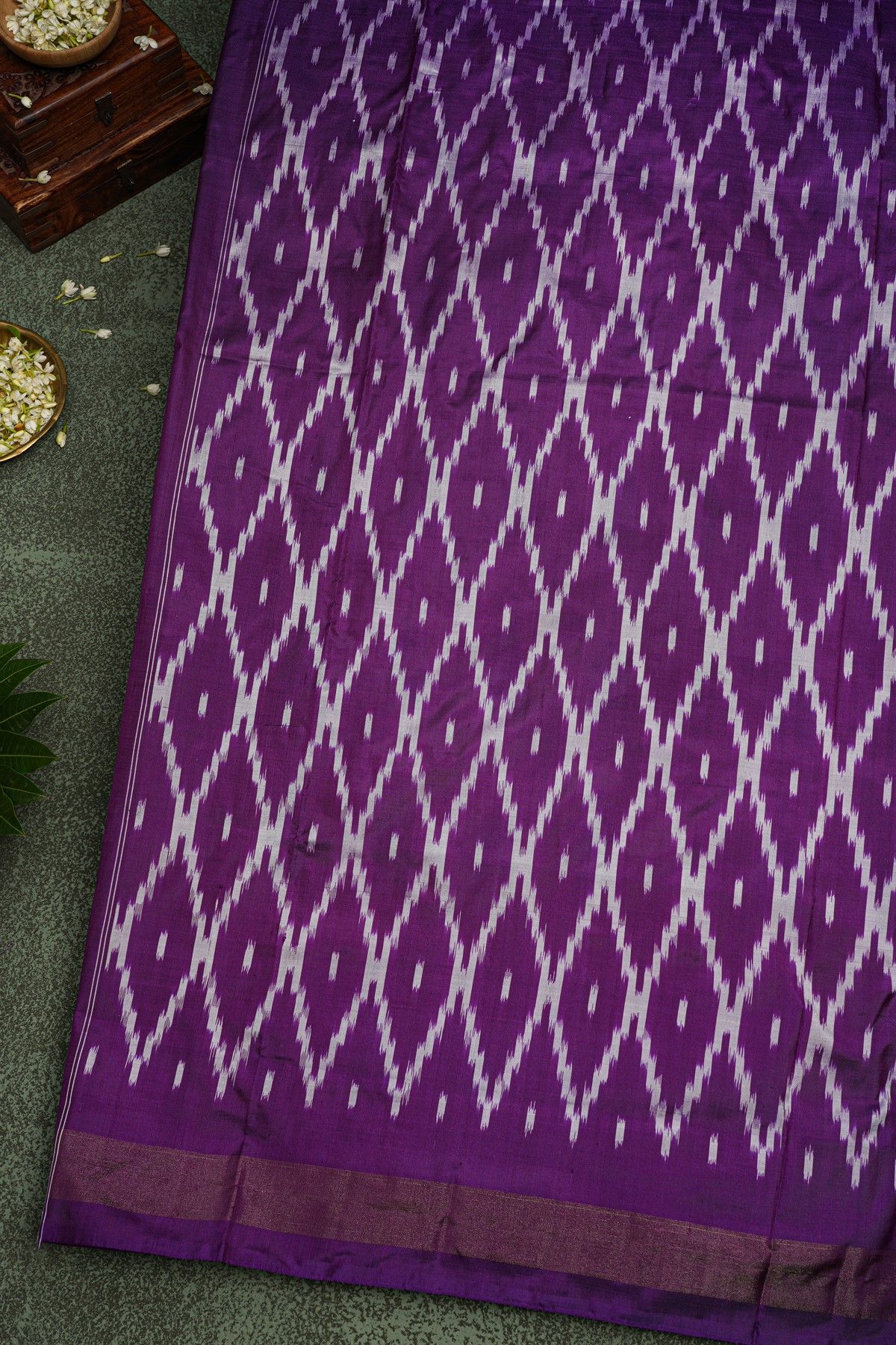 Ikat Silk Grey Saree