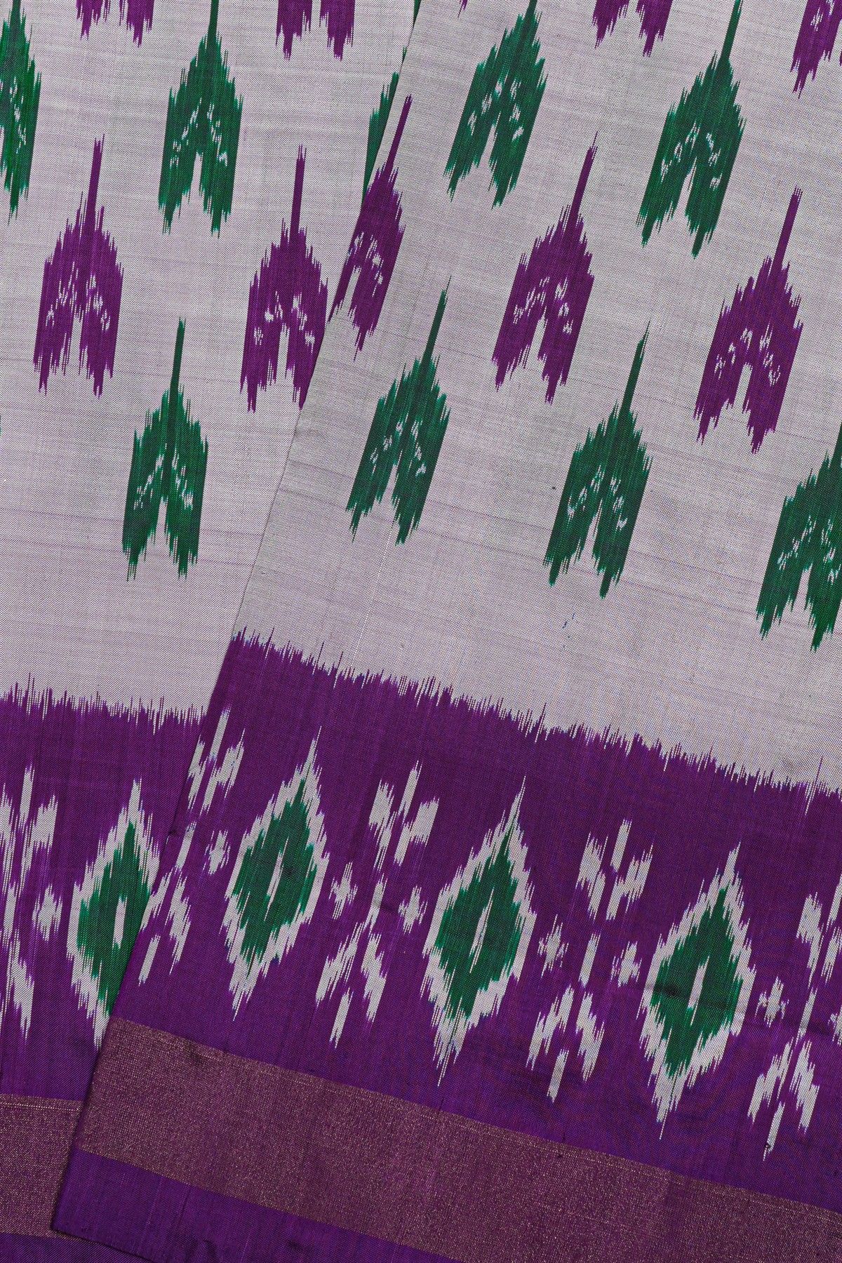 Ikat Silk Grey Saree