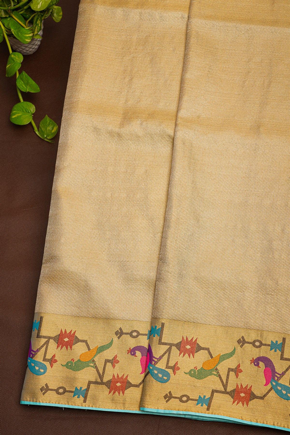 Fancy Tissue Cream Saree