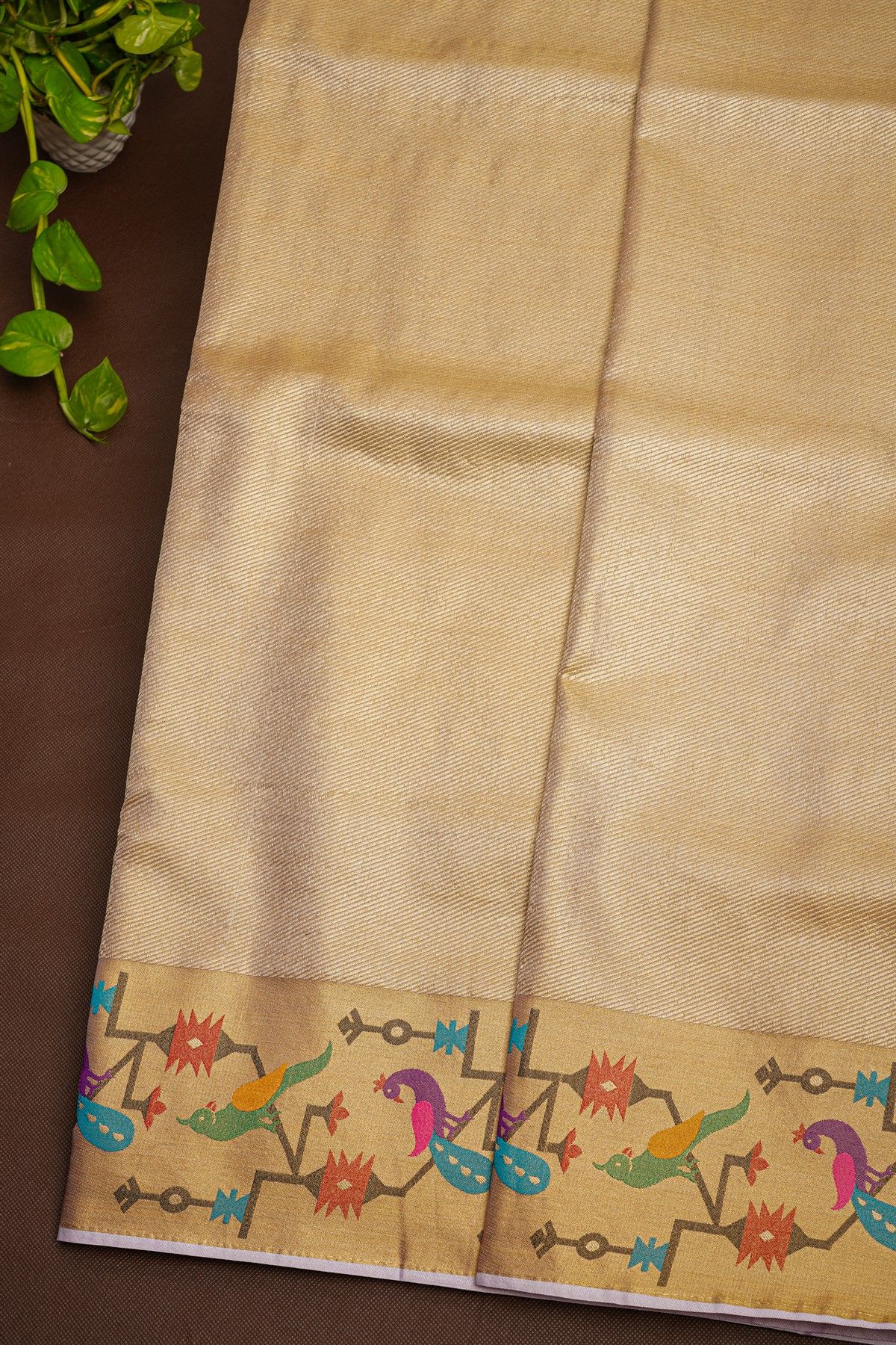 Fancy Tissue Cream Saree