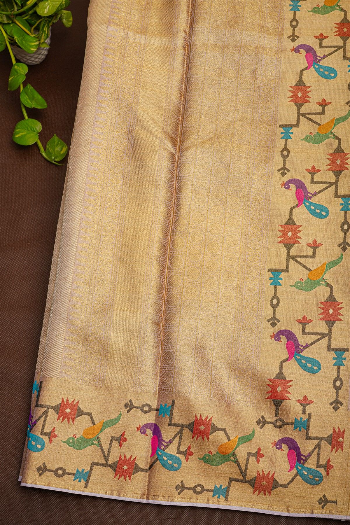 Fancy Tissue Cream Saree