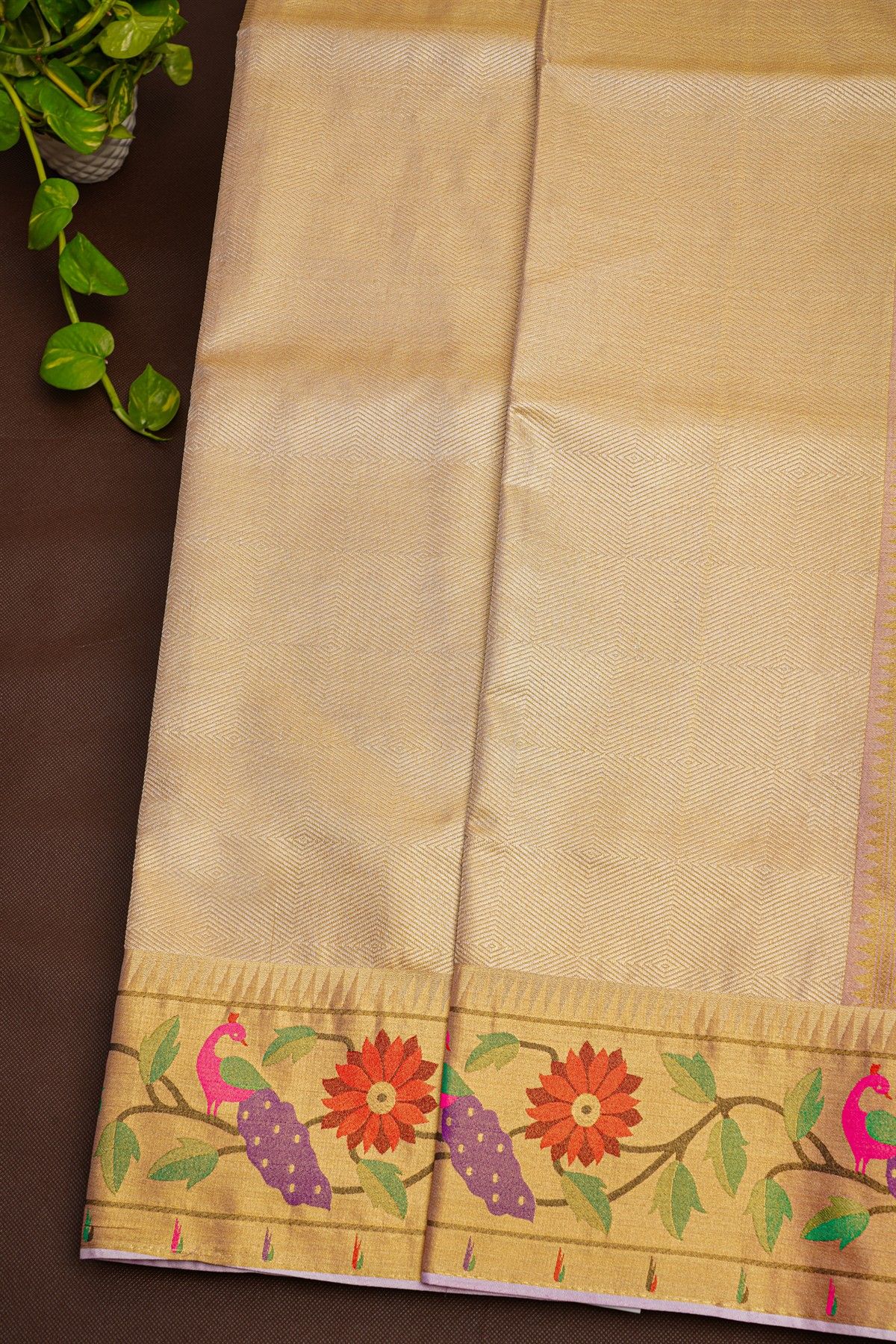 Fancy Tissue Cream Saree