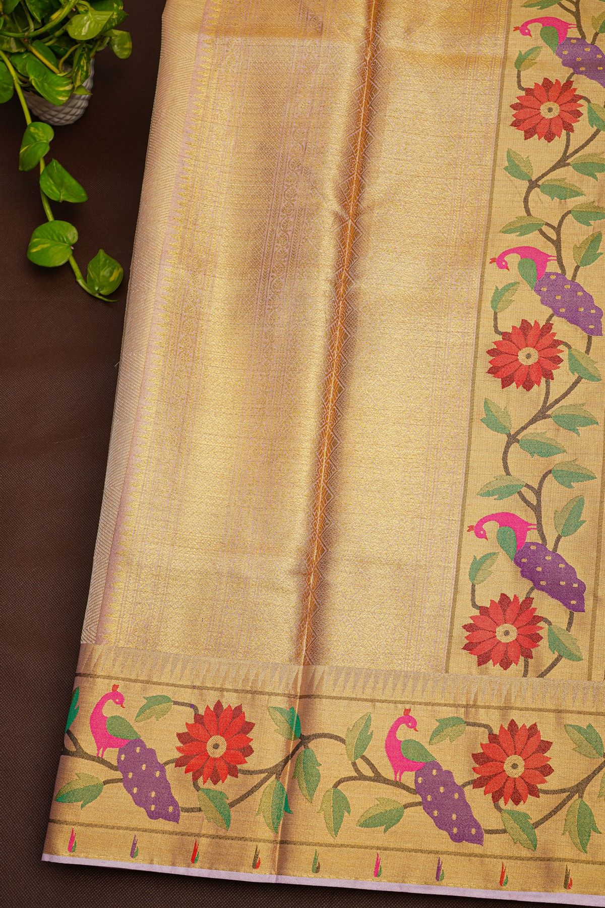 Fancy Tissue Cream Saree