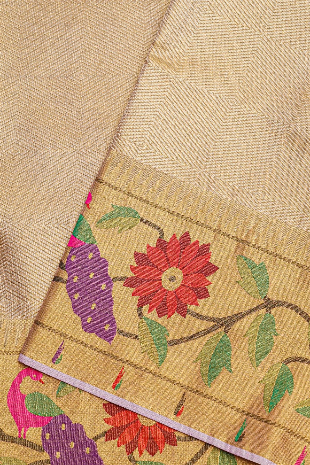 Fancy Tissue Cream Saree