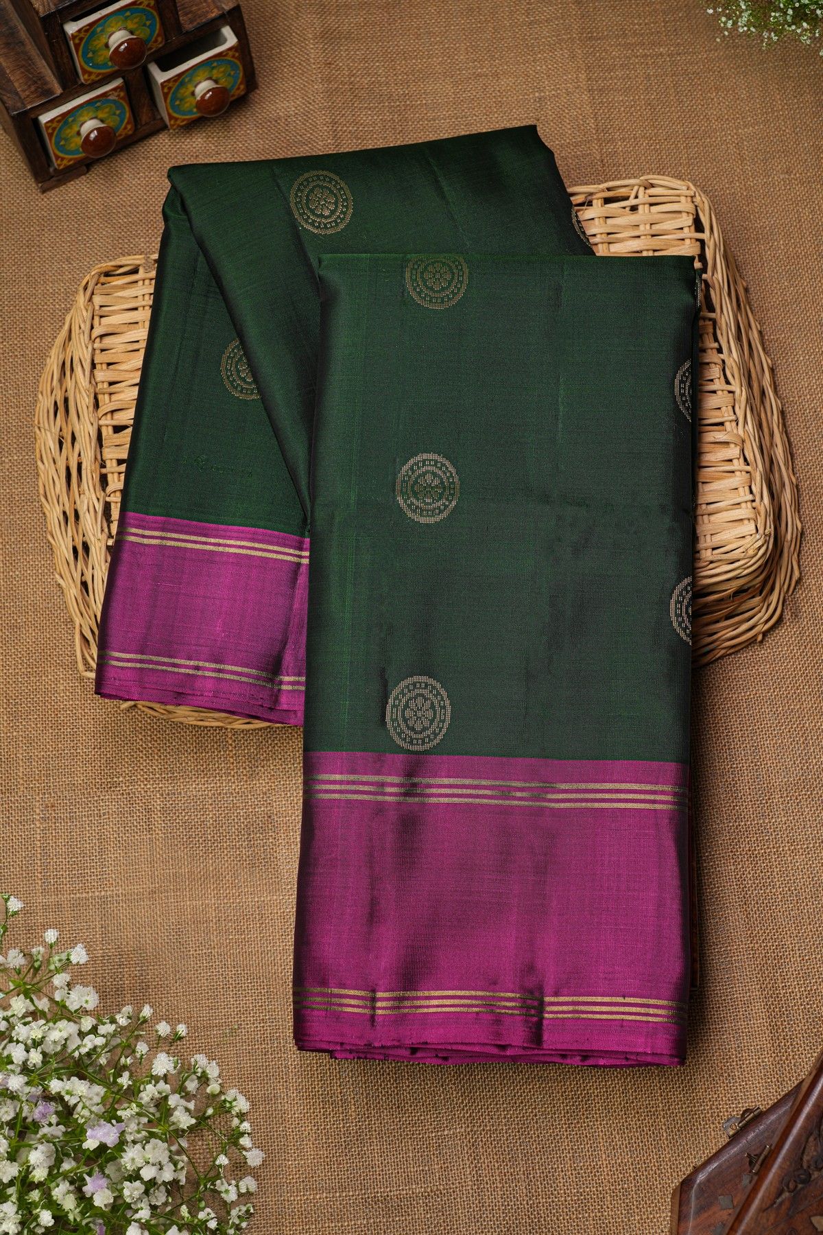 Coimbatore Soft Silk Bottle Green Saree