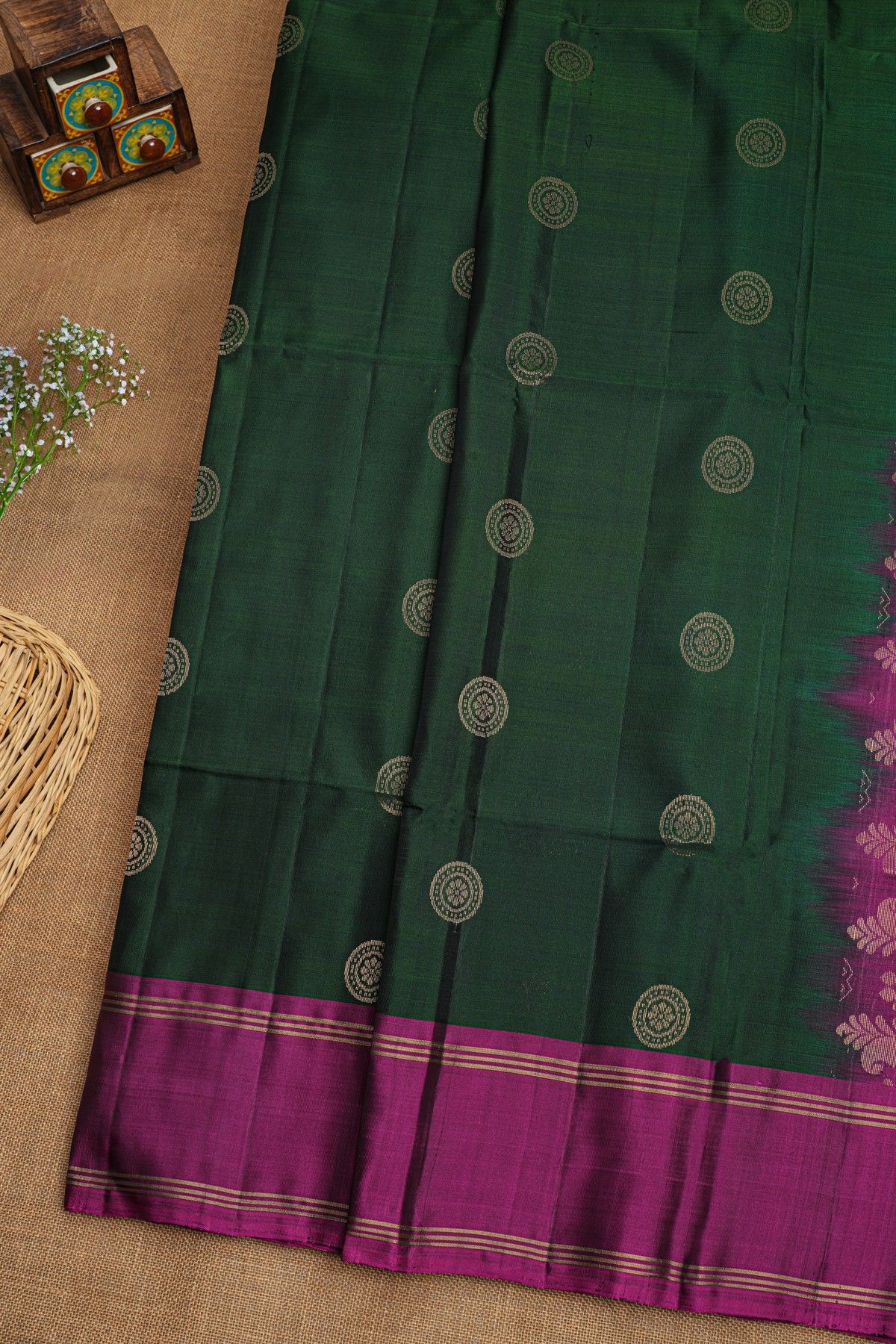 Coimbatore Soft Silk Bottle Green Saree