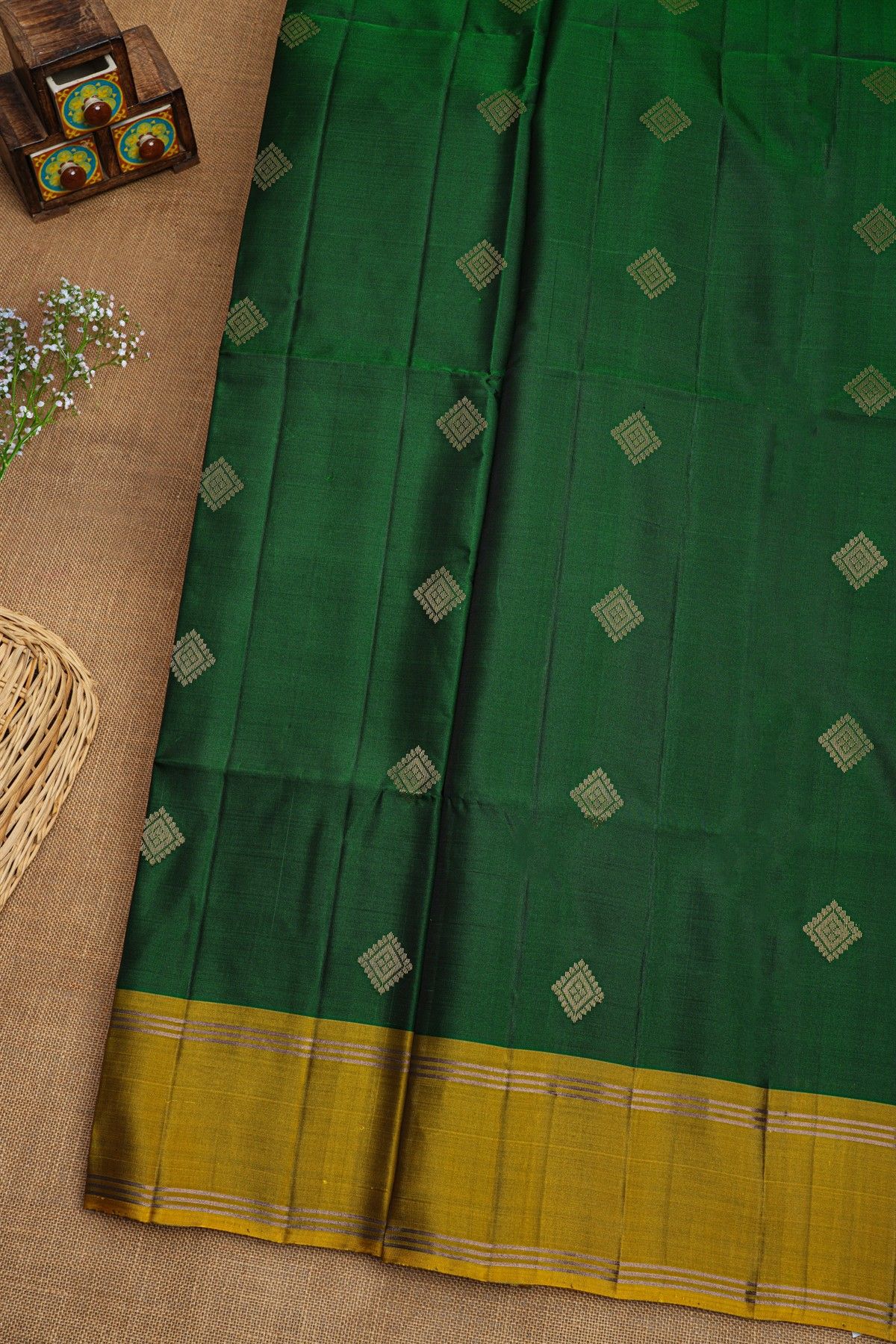 Coimbatore Silk Bottle Green Saree
