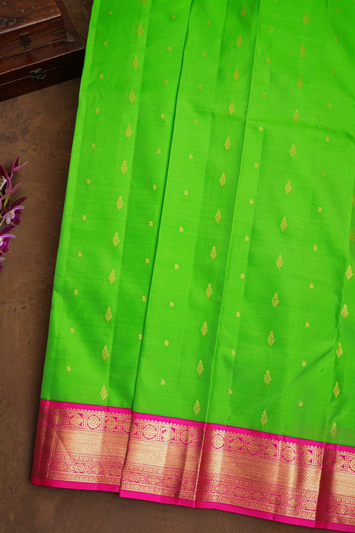 Kancheepuram Silk Parrot Green Saree