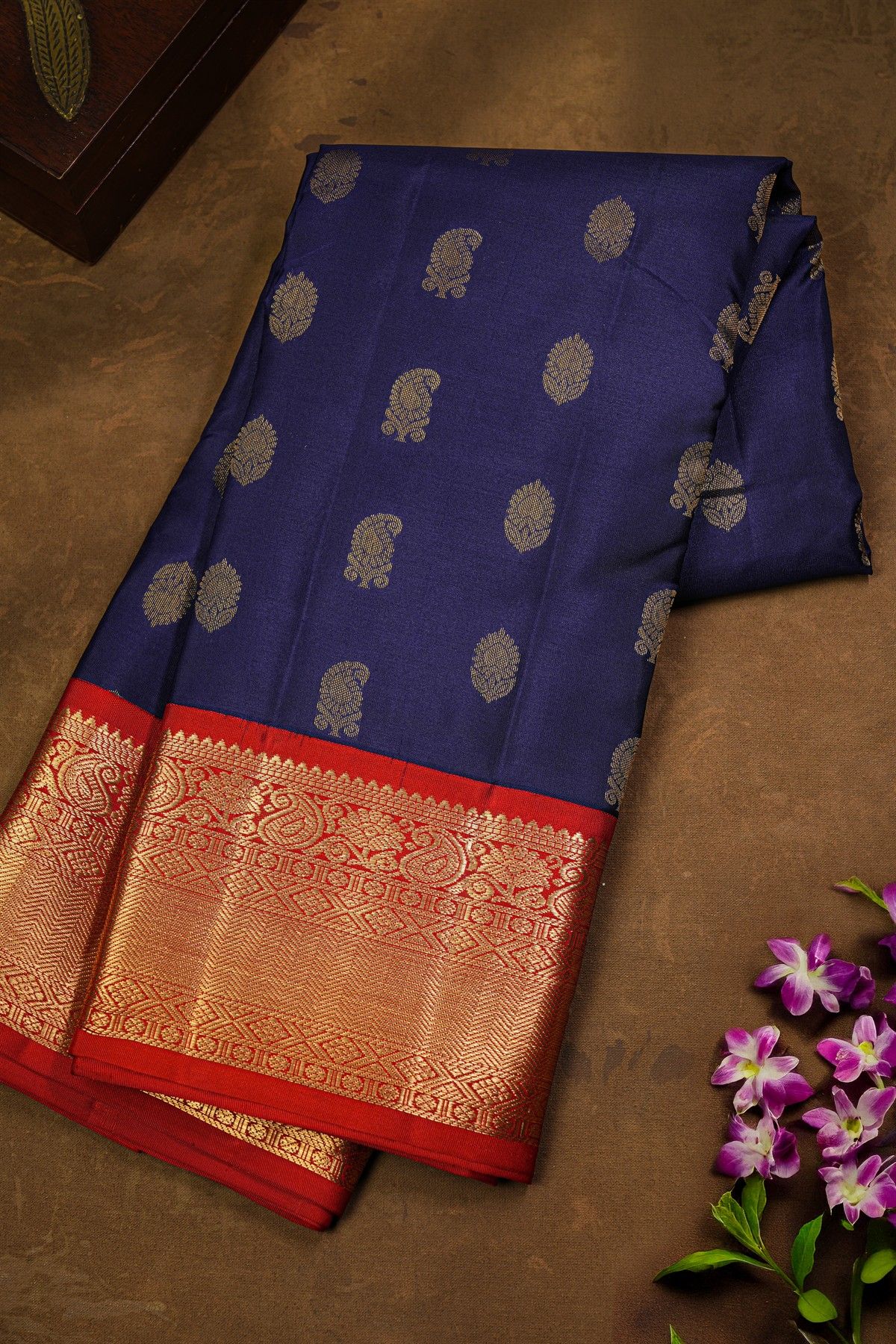 Kancheepuram Silk Navy Blue Saree