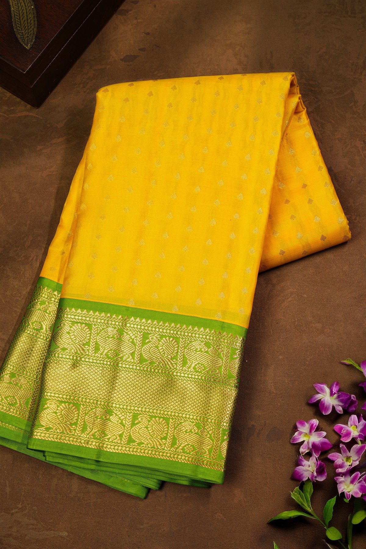 Kancheepuram Silk Yellow Saree