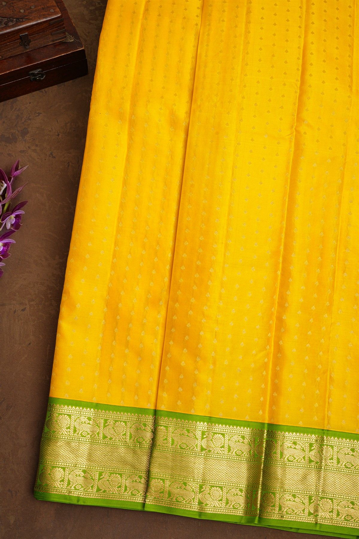 Kancheepuram Silk Yellow Saree