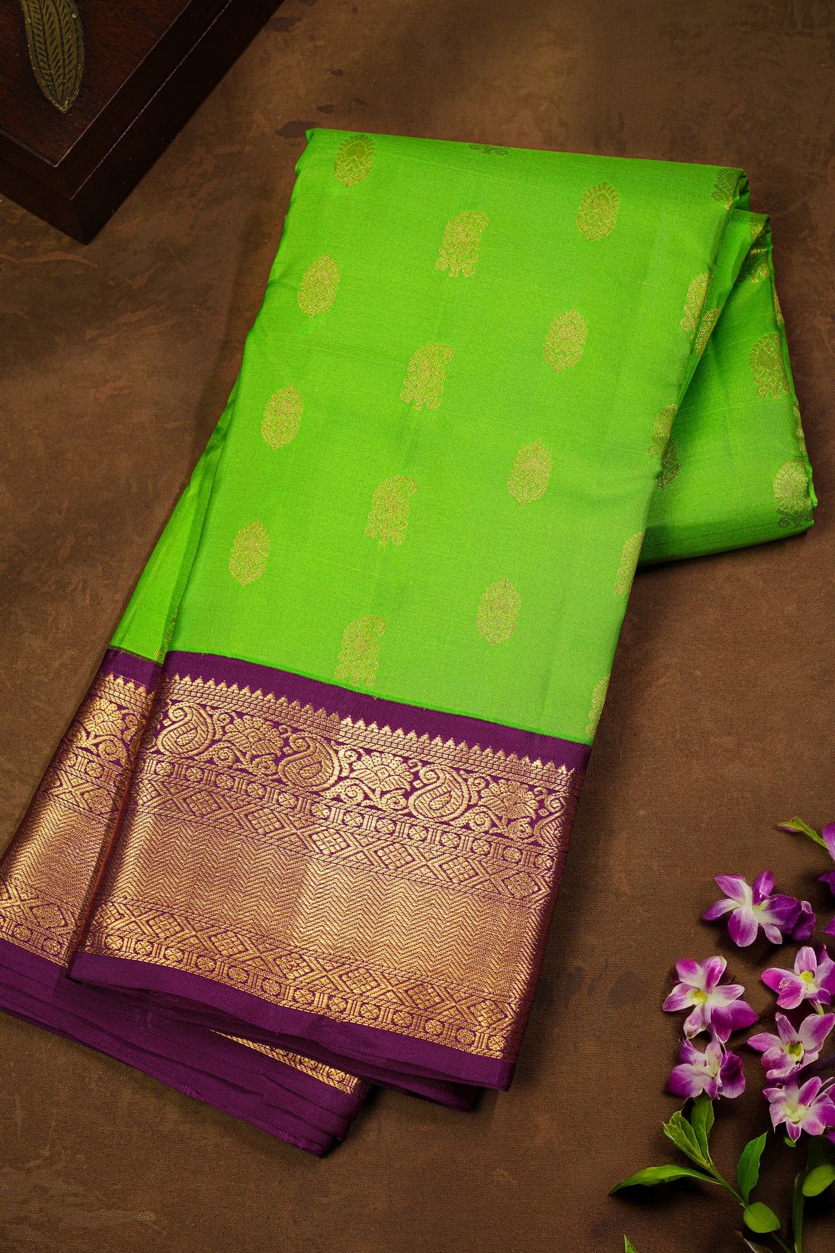 Kancheepuram Silk Parrot Green Saree