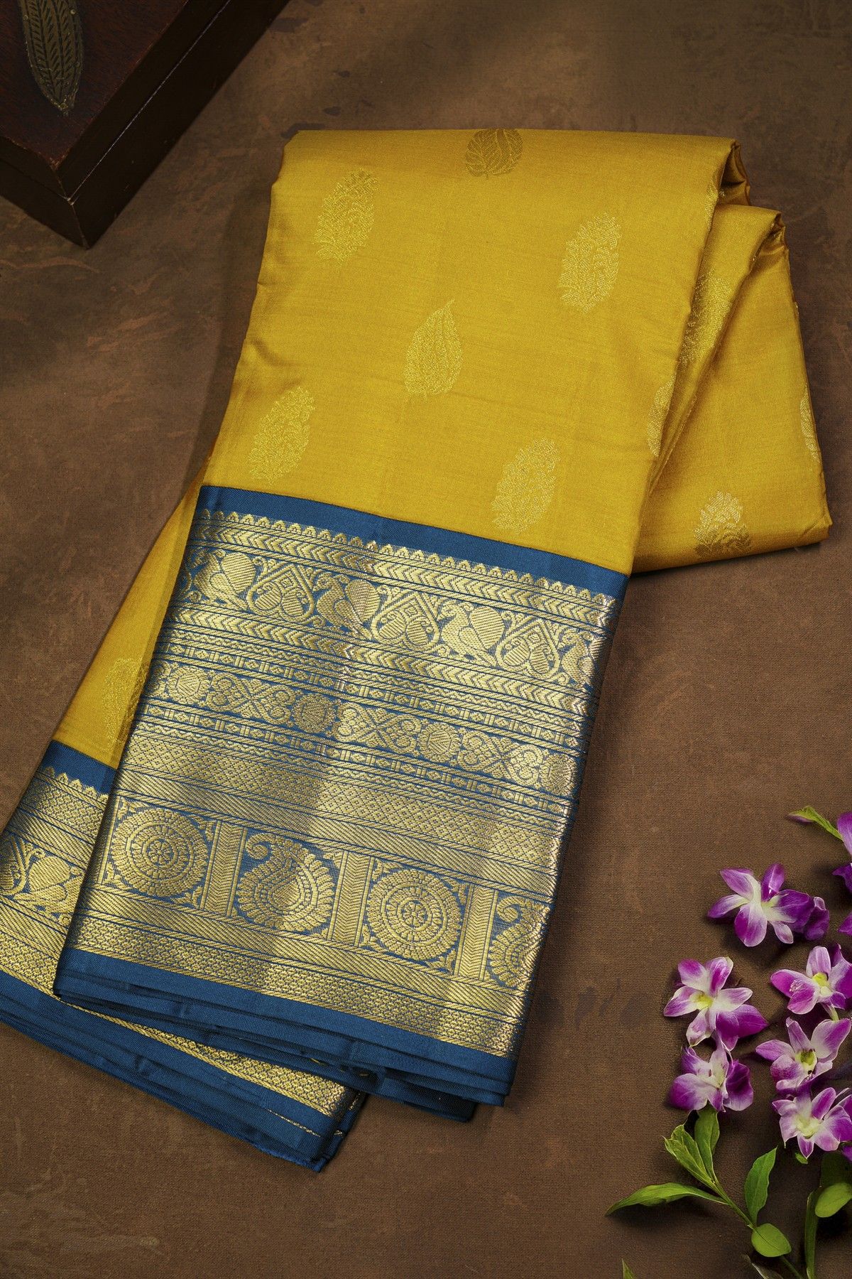 Kancheepuram Silk Mustard Saree