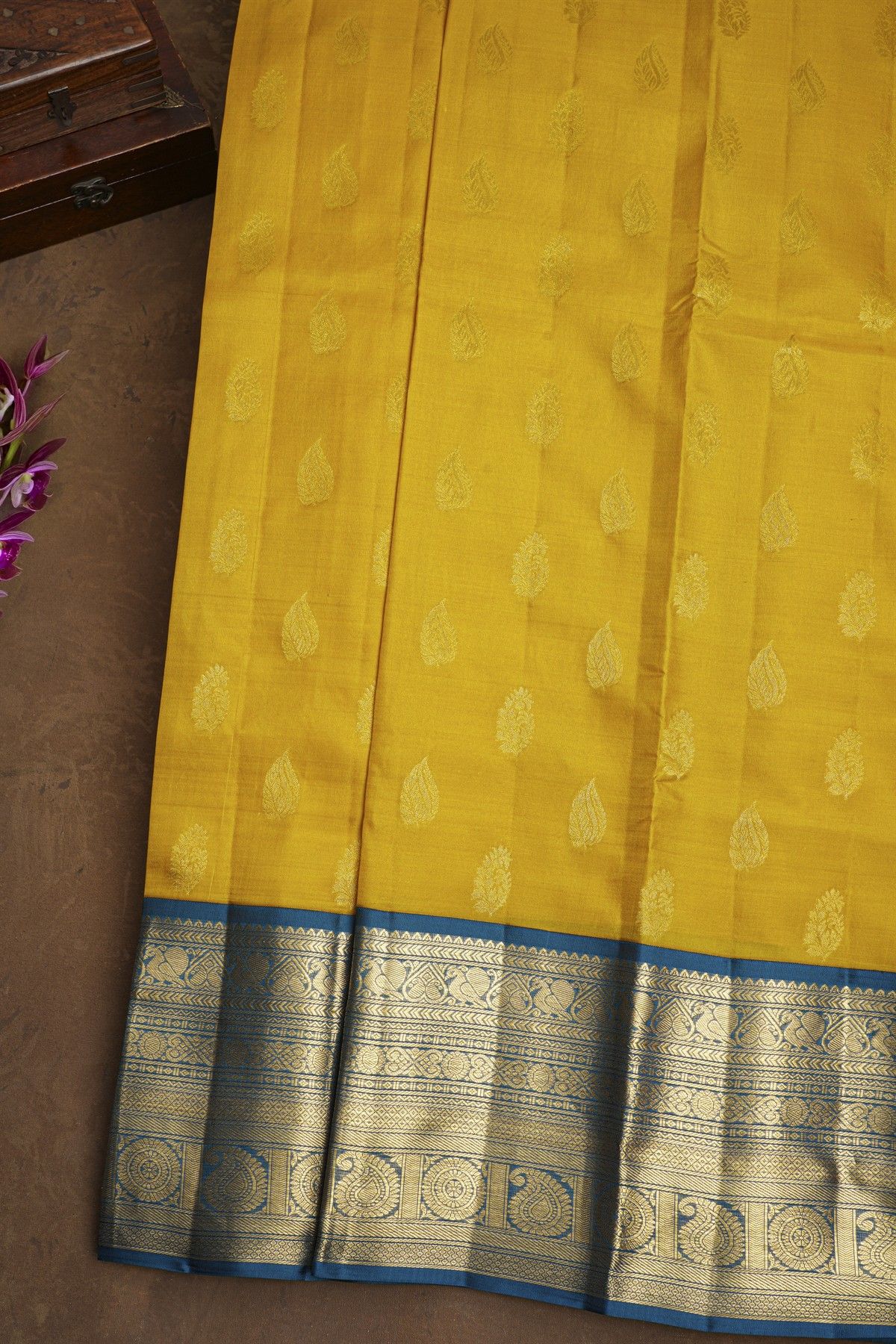 Kancheepuram Silk Mustard Saree