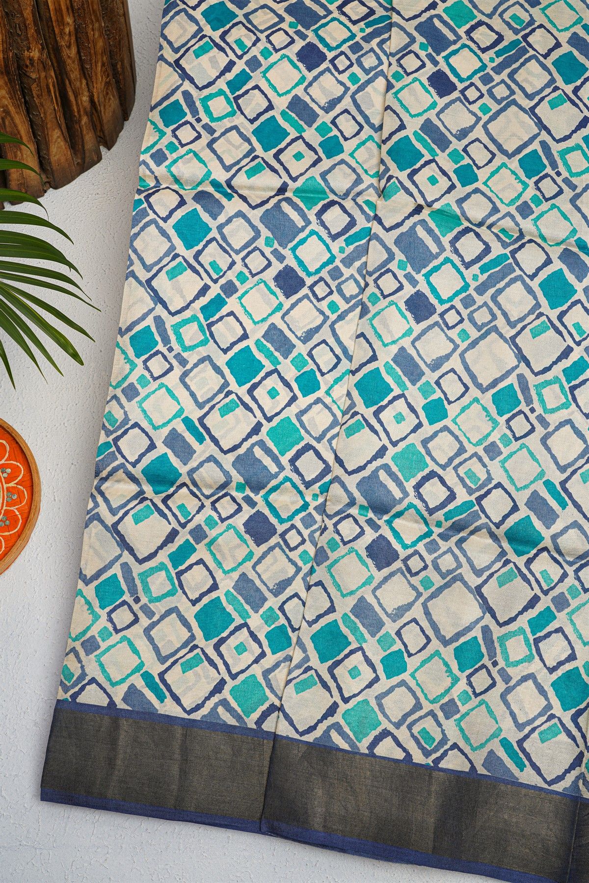 Fancy Tussar off White Saree