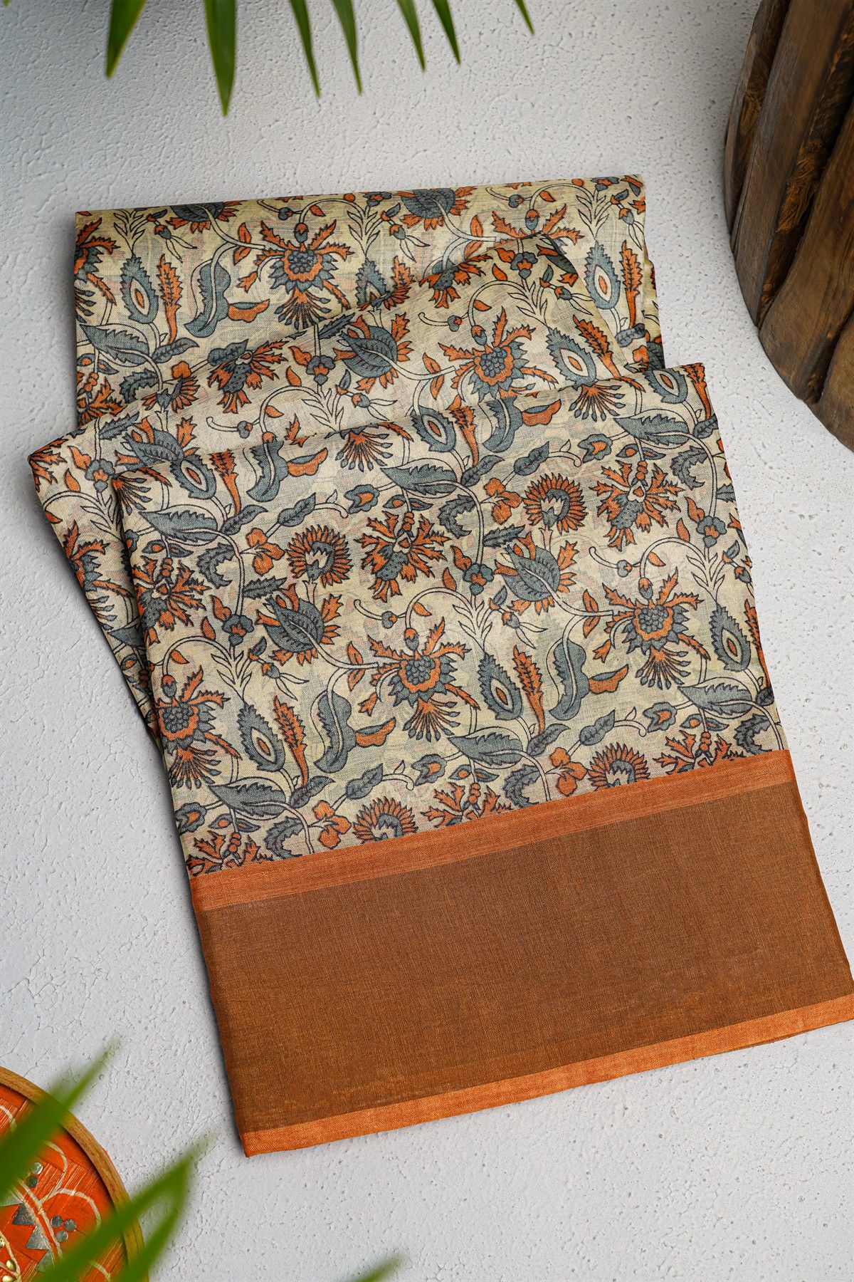 Fancy Tussar Off white Saree