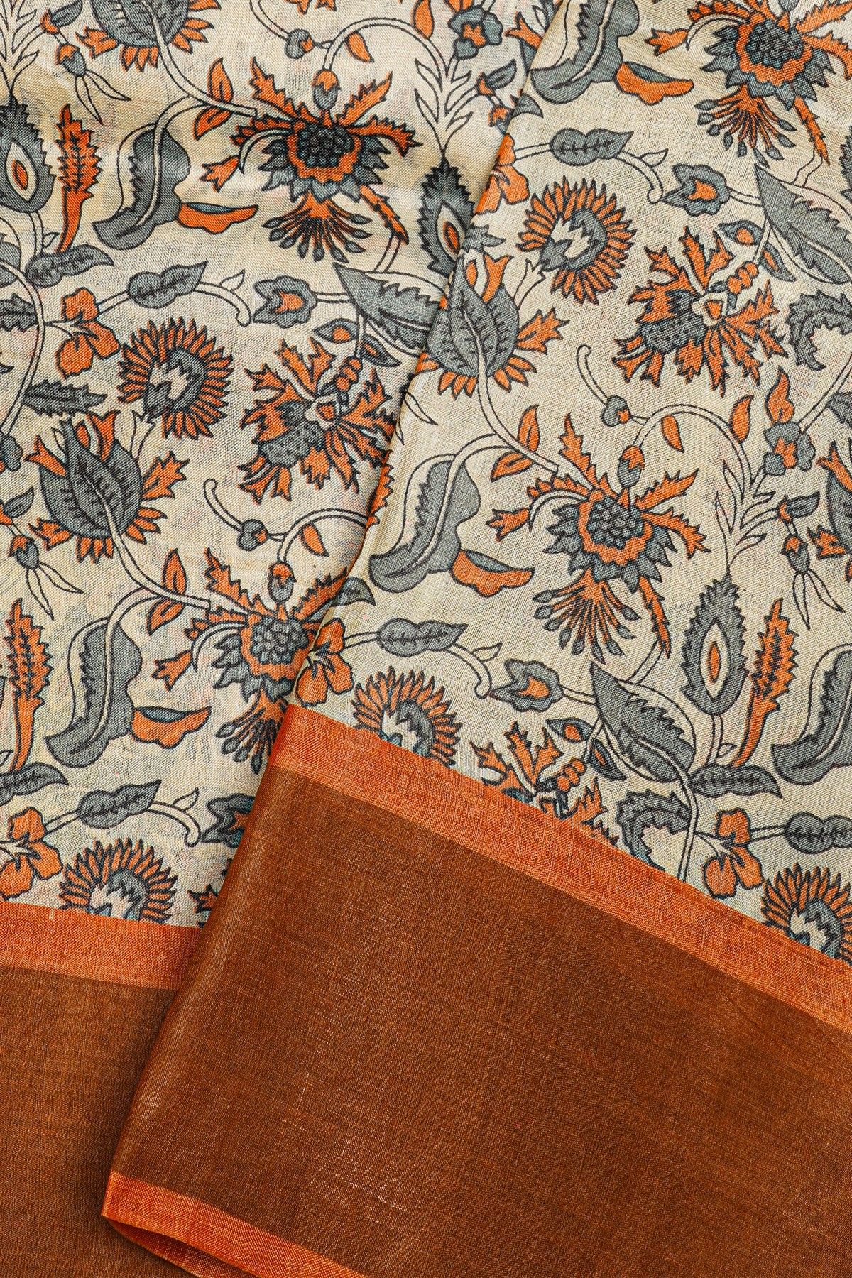 Fancy Tussar Off white Saree