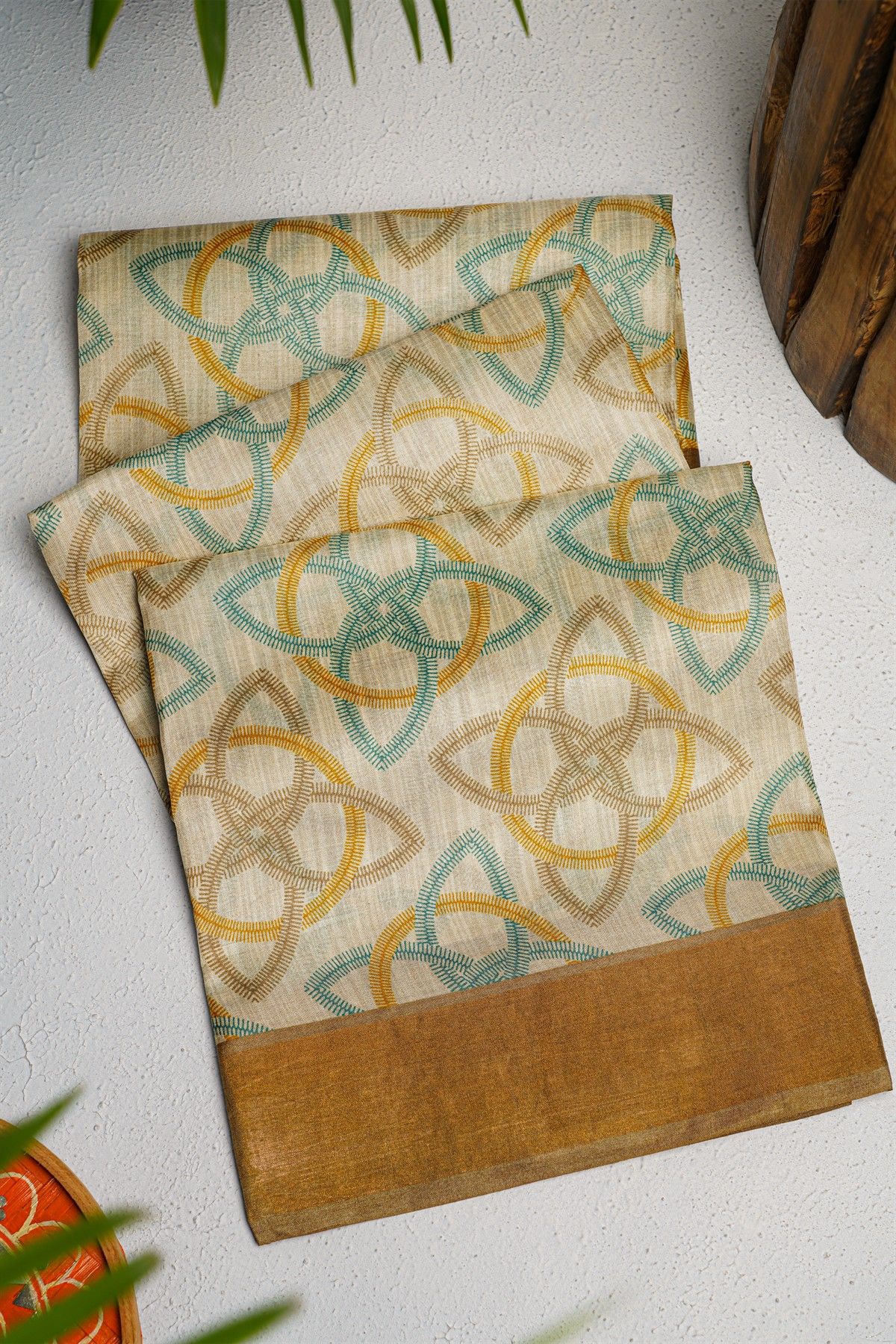 Fancy Tussar Off White Saree