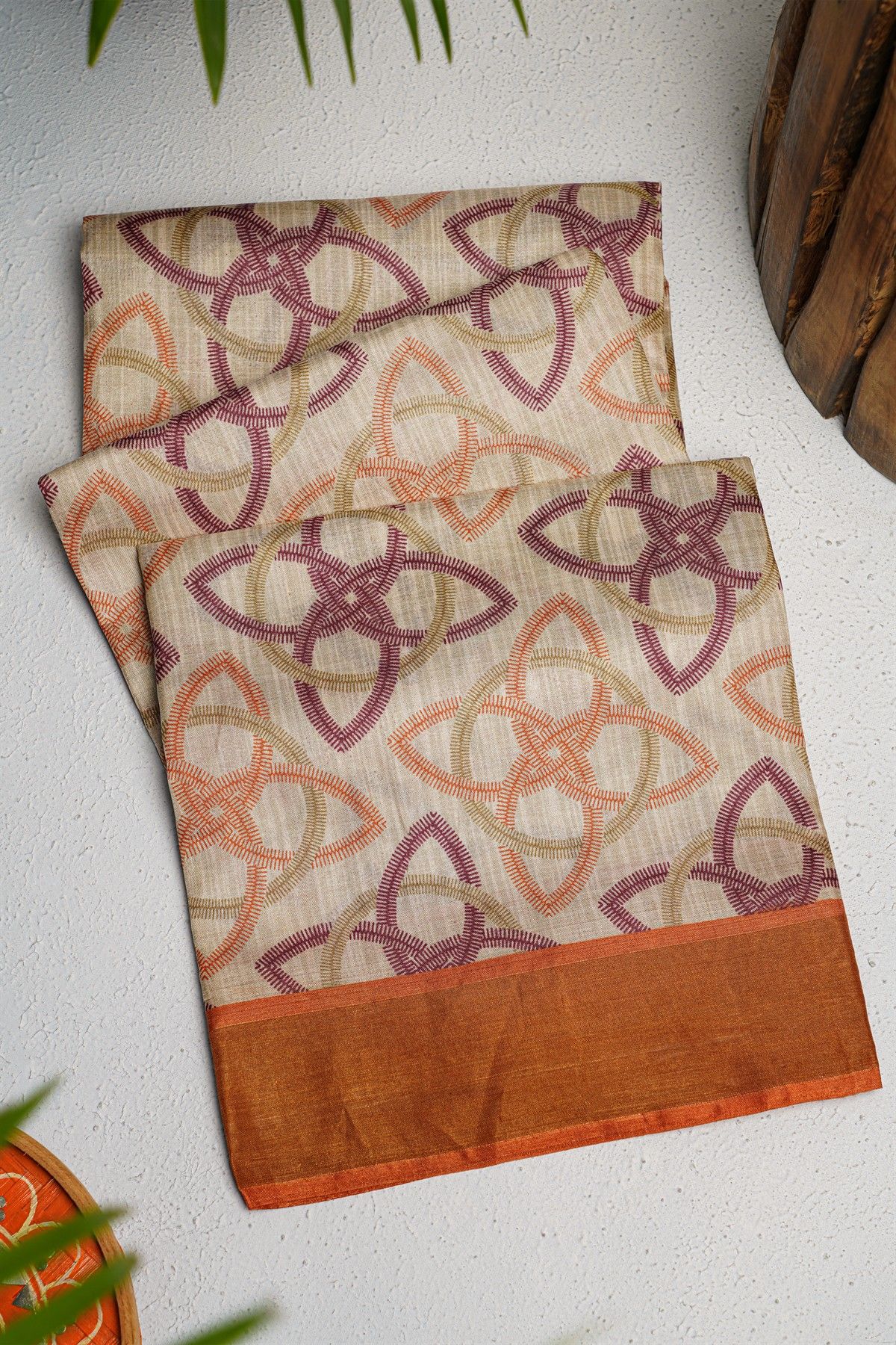 Fancy Tussar  off White Saree