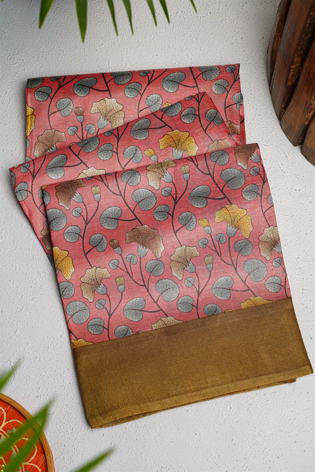 Fancy Tussar  Onion Pink Saree