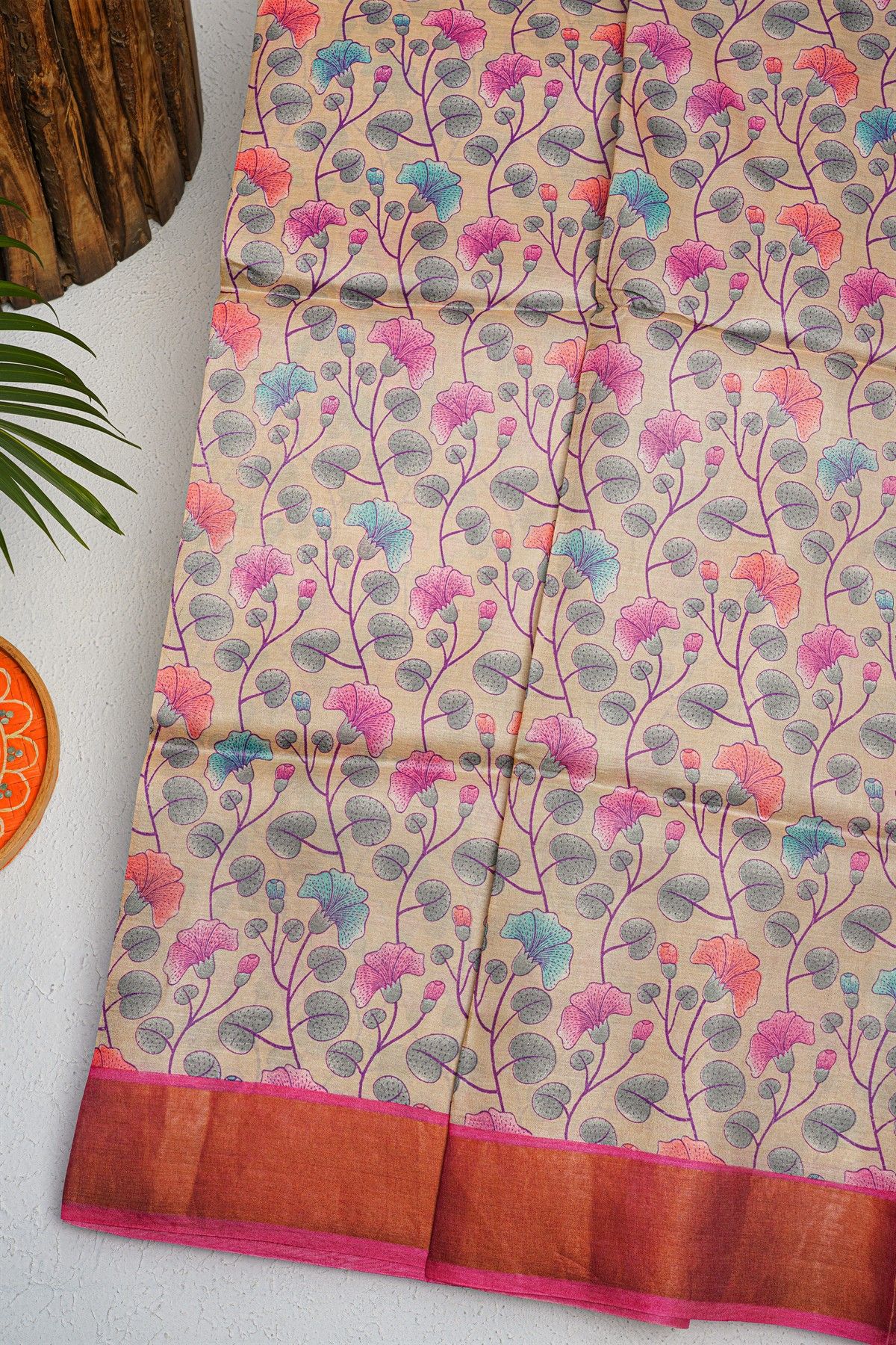 Fancy Tussar Cream Saree