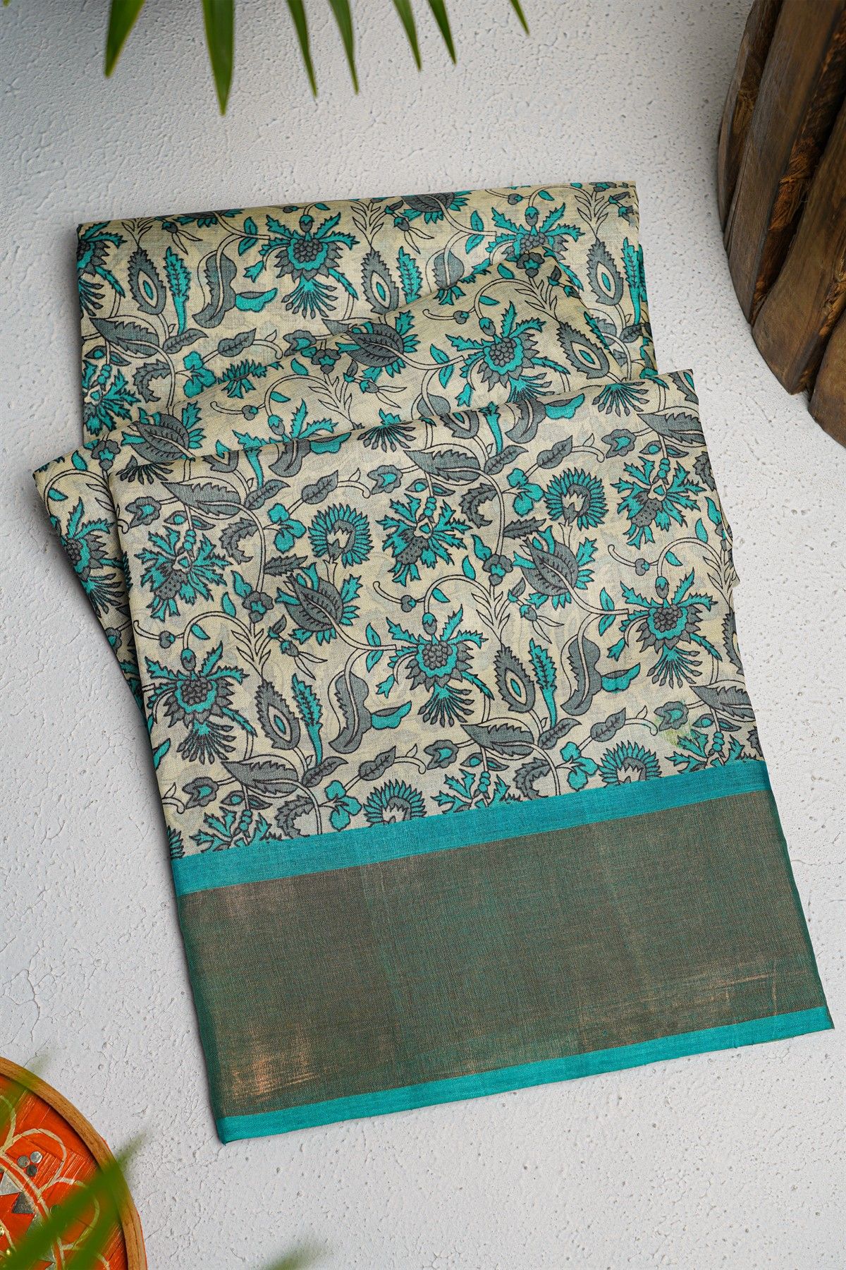 Fancy Tussar Off-White Saree