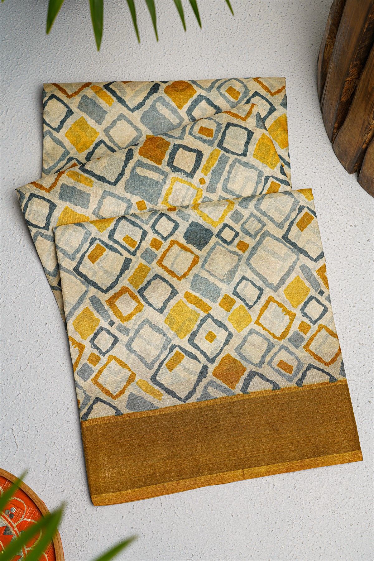 Fancy Tussar Off white Saree