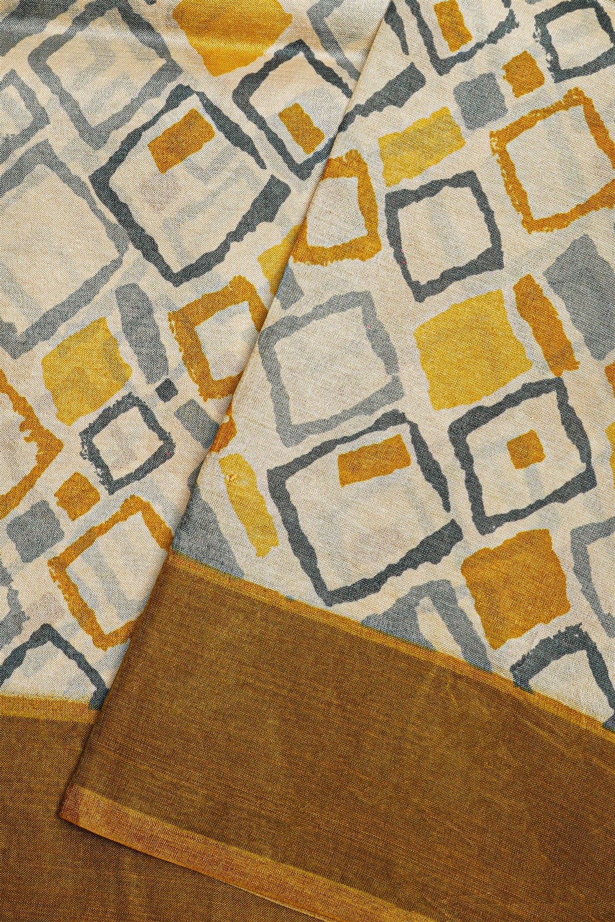 Fancy Tussar Off white Saree