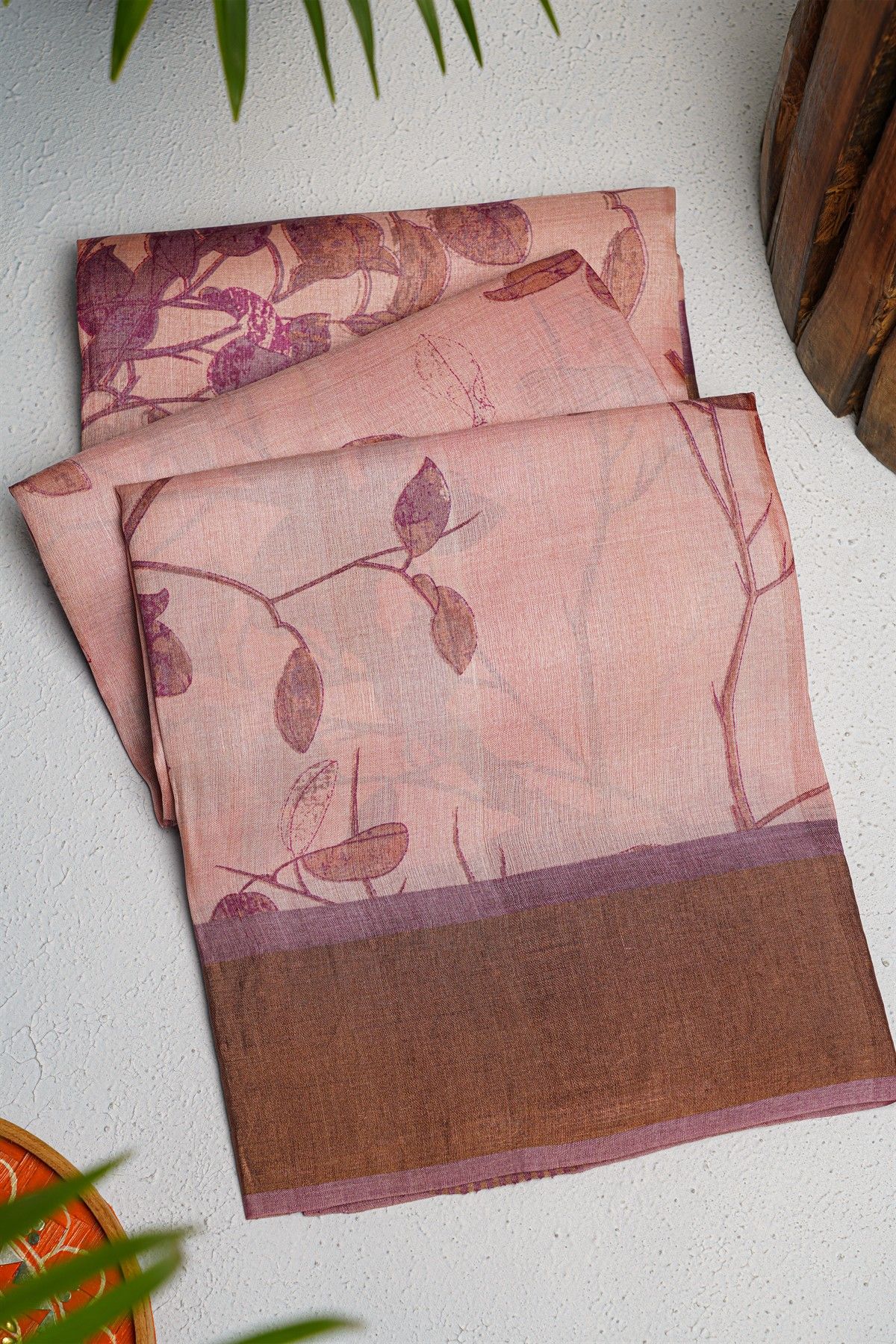 Fancy Tussar Baby Pink Saree