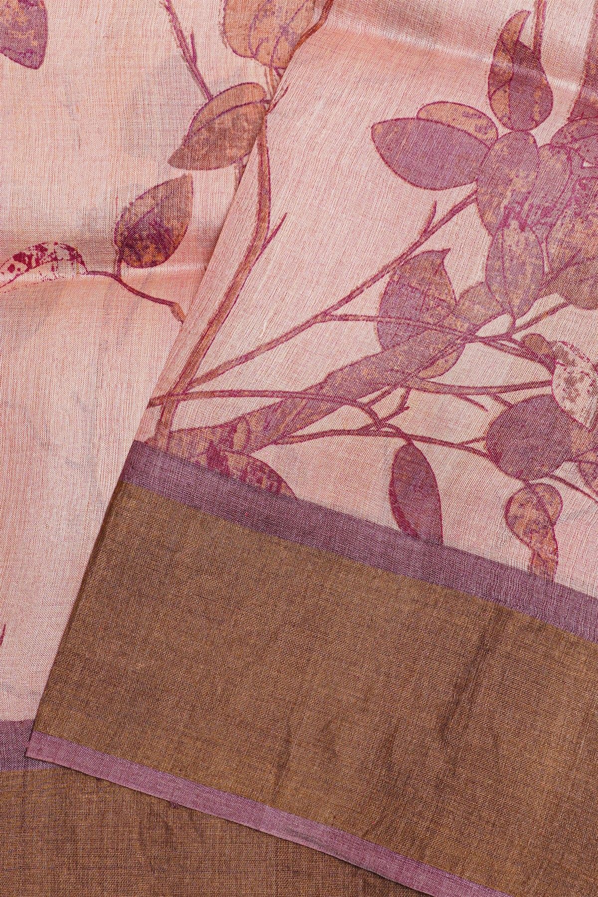 Fancy Tussar Baby Pink Saree