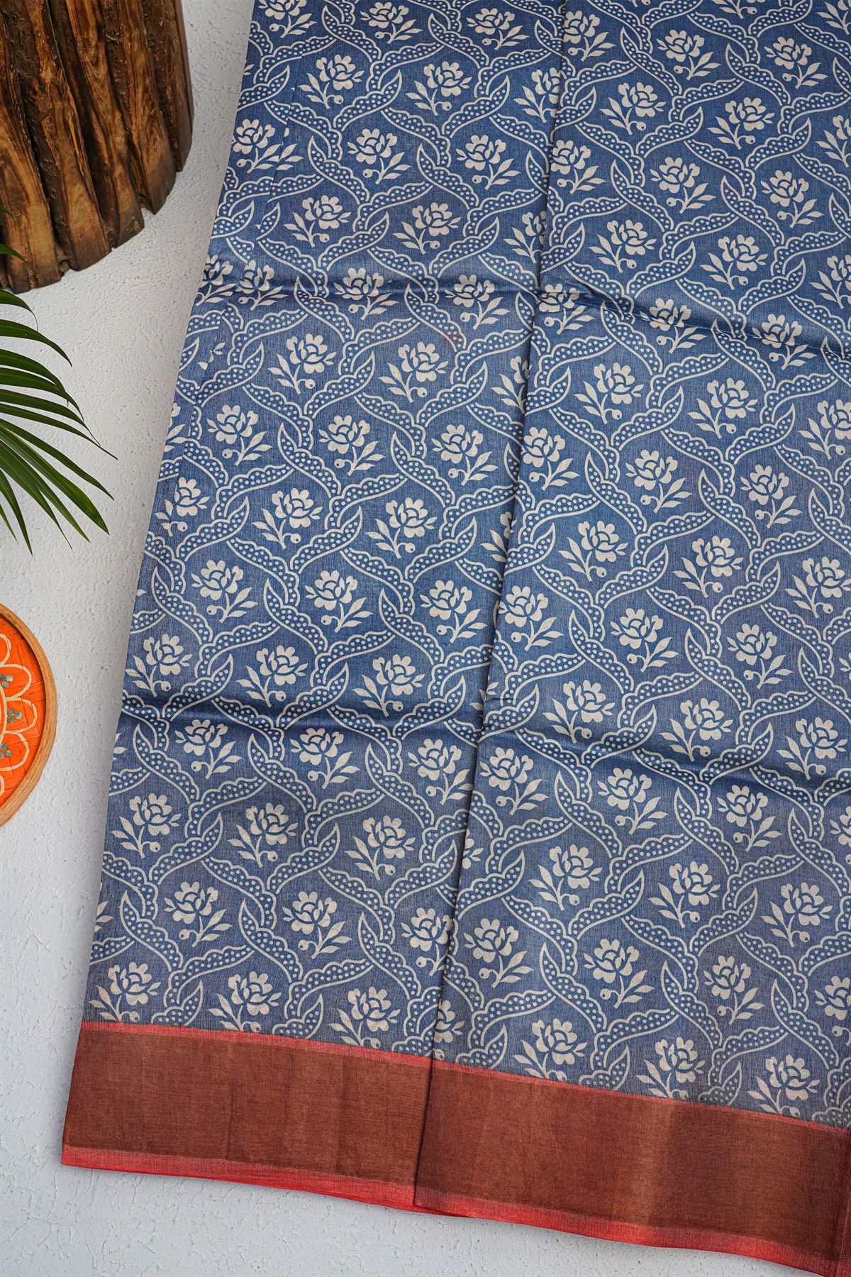 Fancy Tussar Blue  Saree