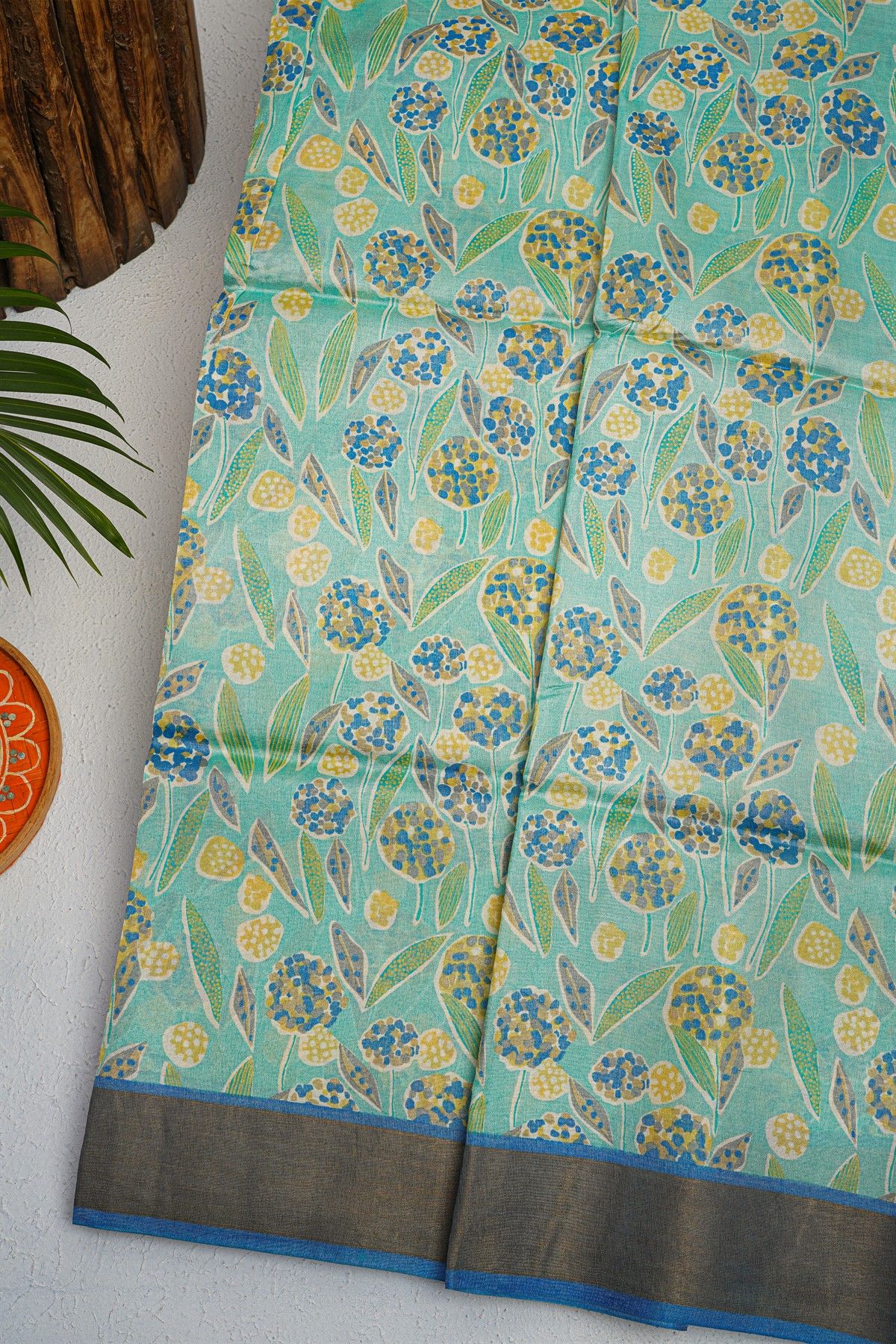 Fancy Tussar Light Blue Saree