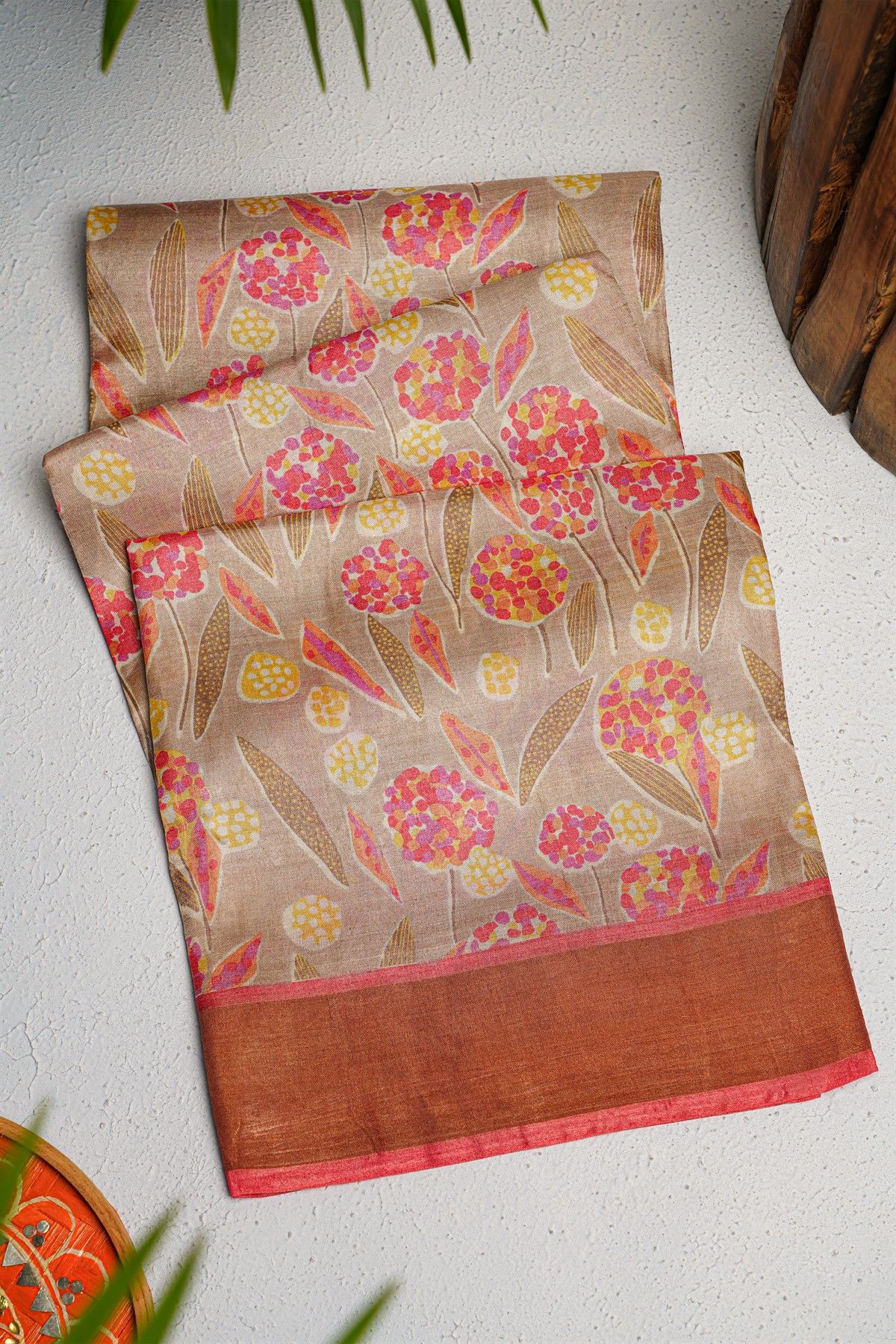 Fancy Tussar Cream Saree