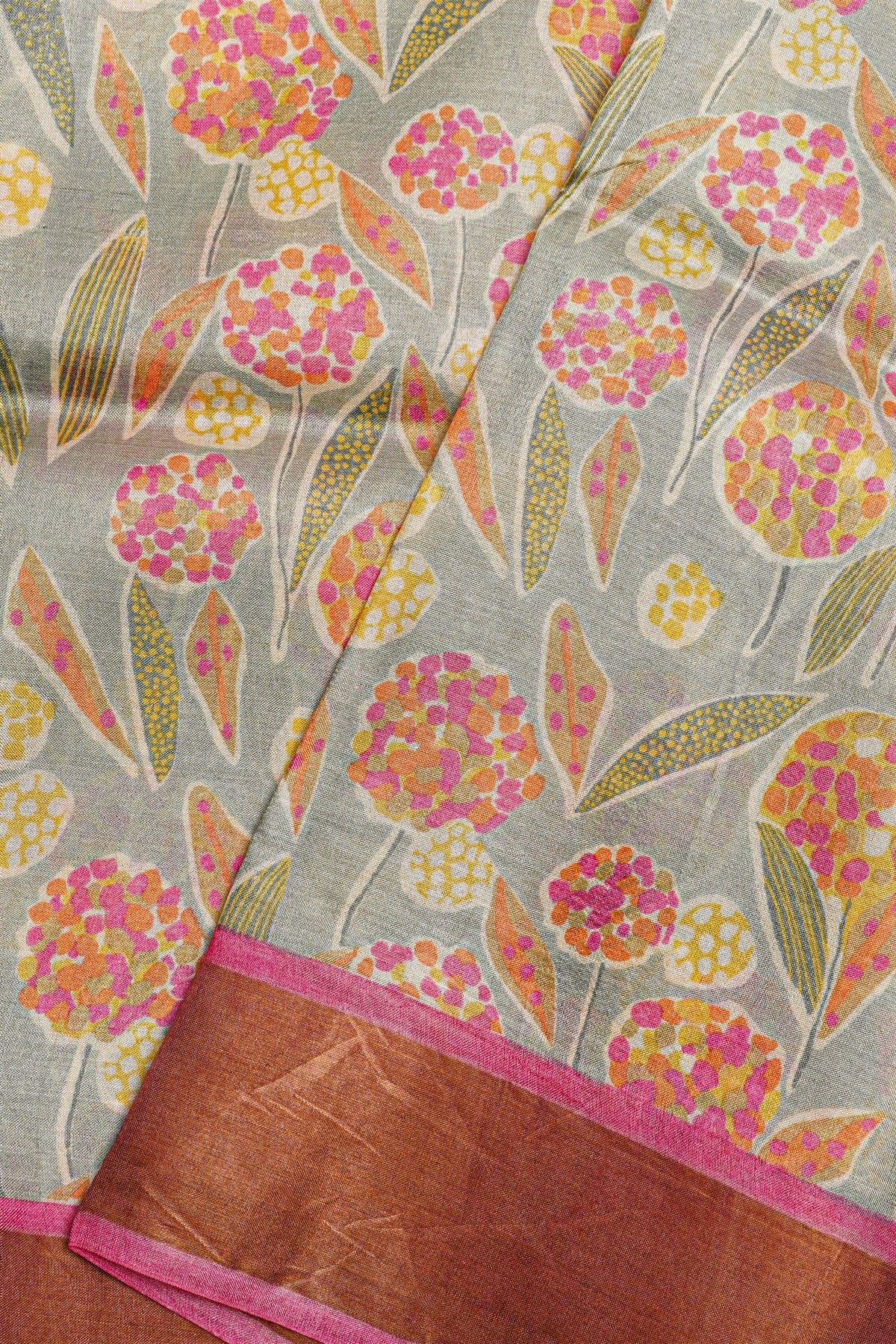 Fancy Tussar Light Grey Saree